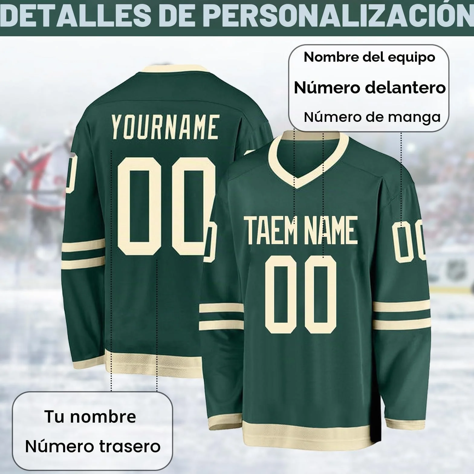 Camiseta de Hockey personalizada con nombre equipo número