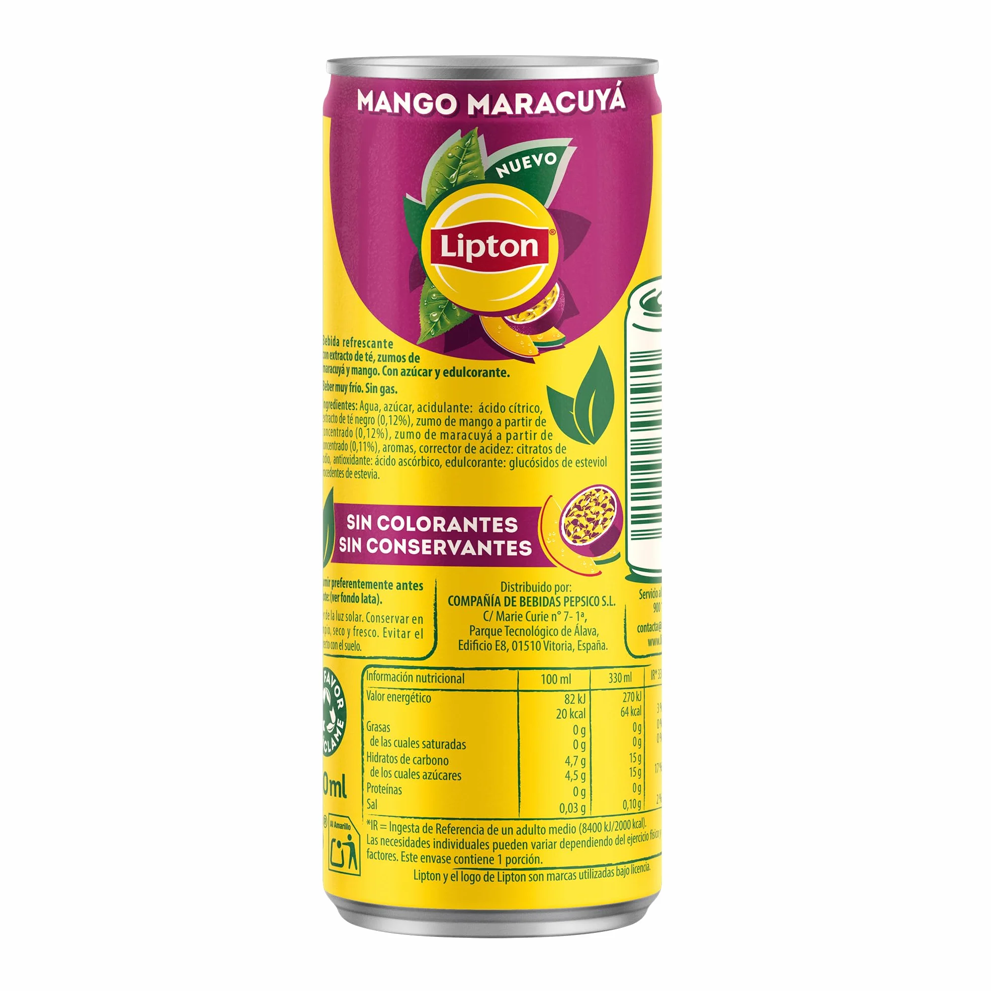 Lipton Mango Maracuyá 330ml Refresco de Té Pack 24 x 330ml