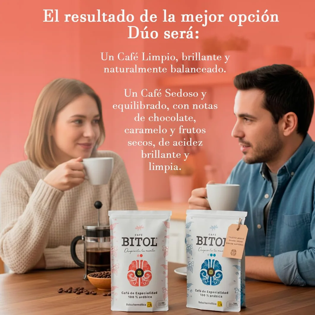 BITOL COFFEE | Café de Especialidad en Grano Natural | 100% Arábica Origen Único Colombia Huila Supremo y Guatemala Antigua | Tueste Medio Gourmet | Notas de Chocolate y Frutos Secos | 1000 gr