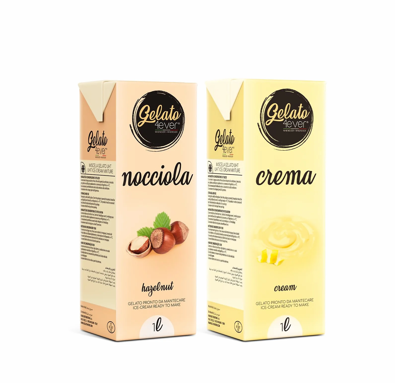 Gelato 4ever - Preparado para helado listo para mantecar, Double Pack, fácil de preparar, compatible con todas las máquinas para helados como Ninja Creami, Magimix, HKoenig, 1 litro para brick