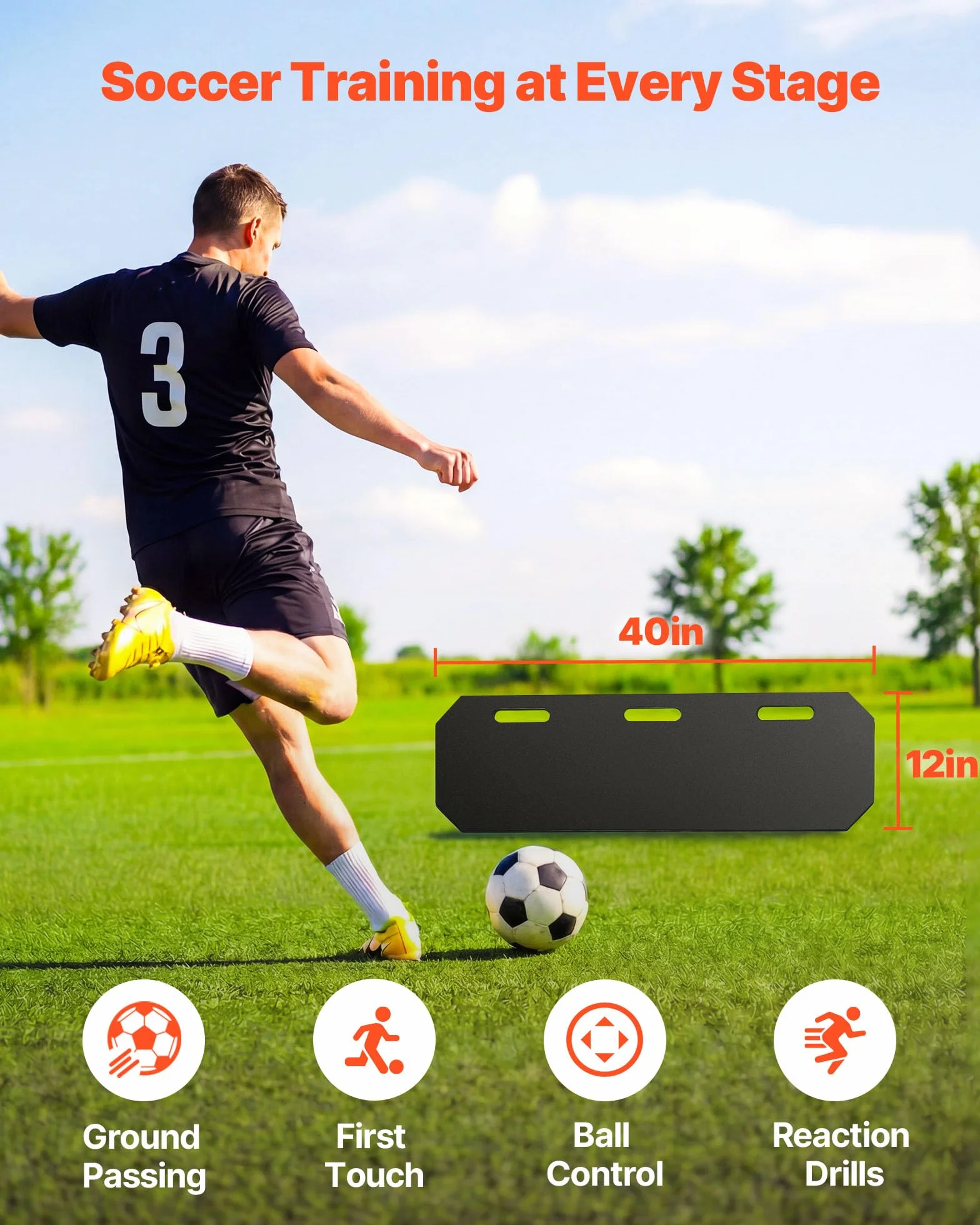 VEVOR Tabla de Rebote de Fútbol Ajustable Multiángulo Portátil Plegable Equipo Entrenamiento