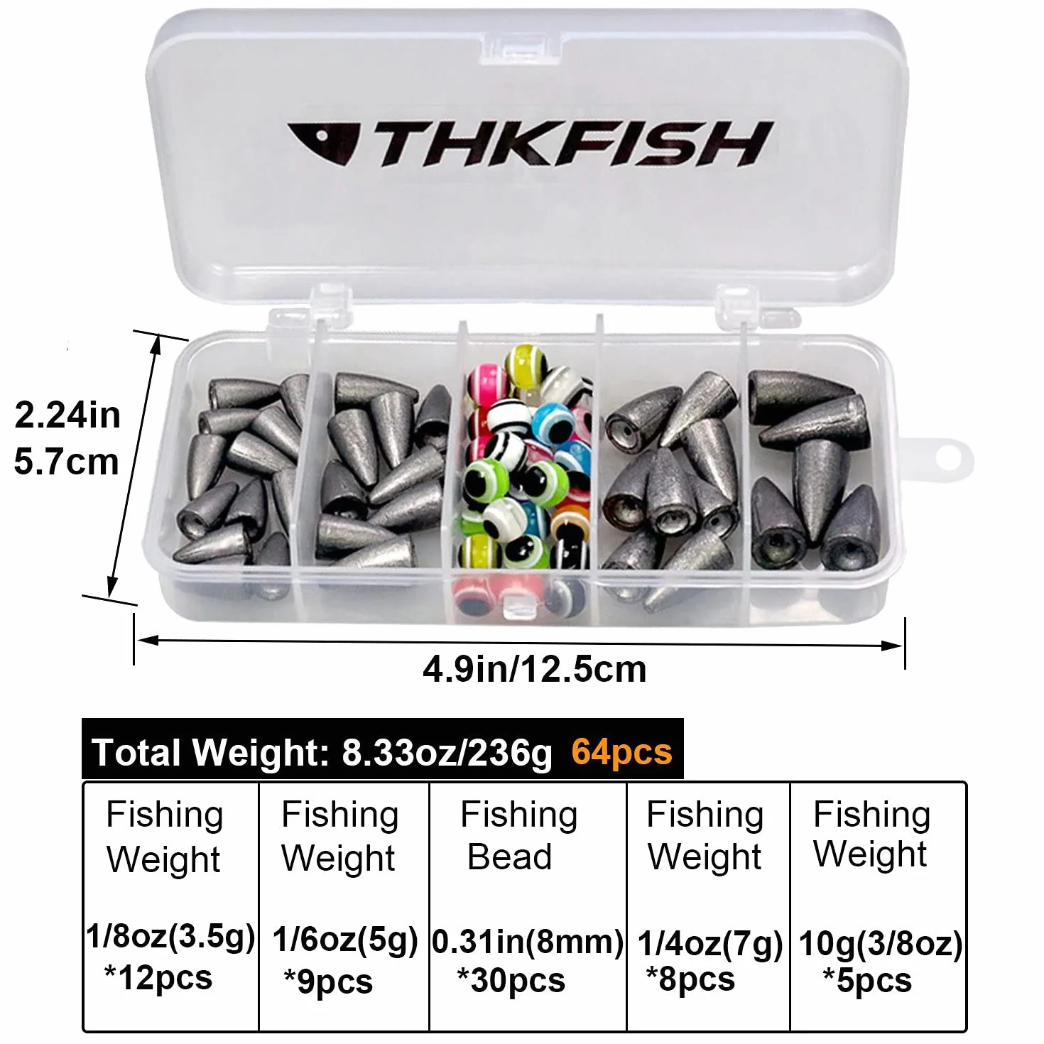 THKFISH Carolina Rig Texas Platform Fishing Accessories Kit 64 piezas