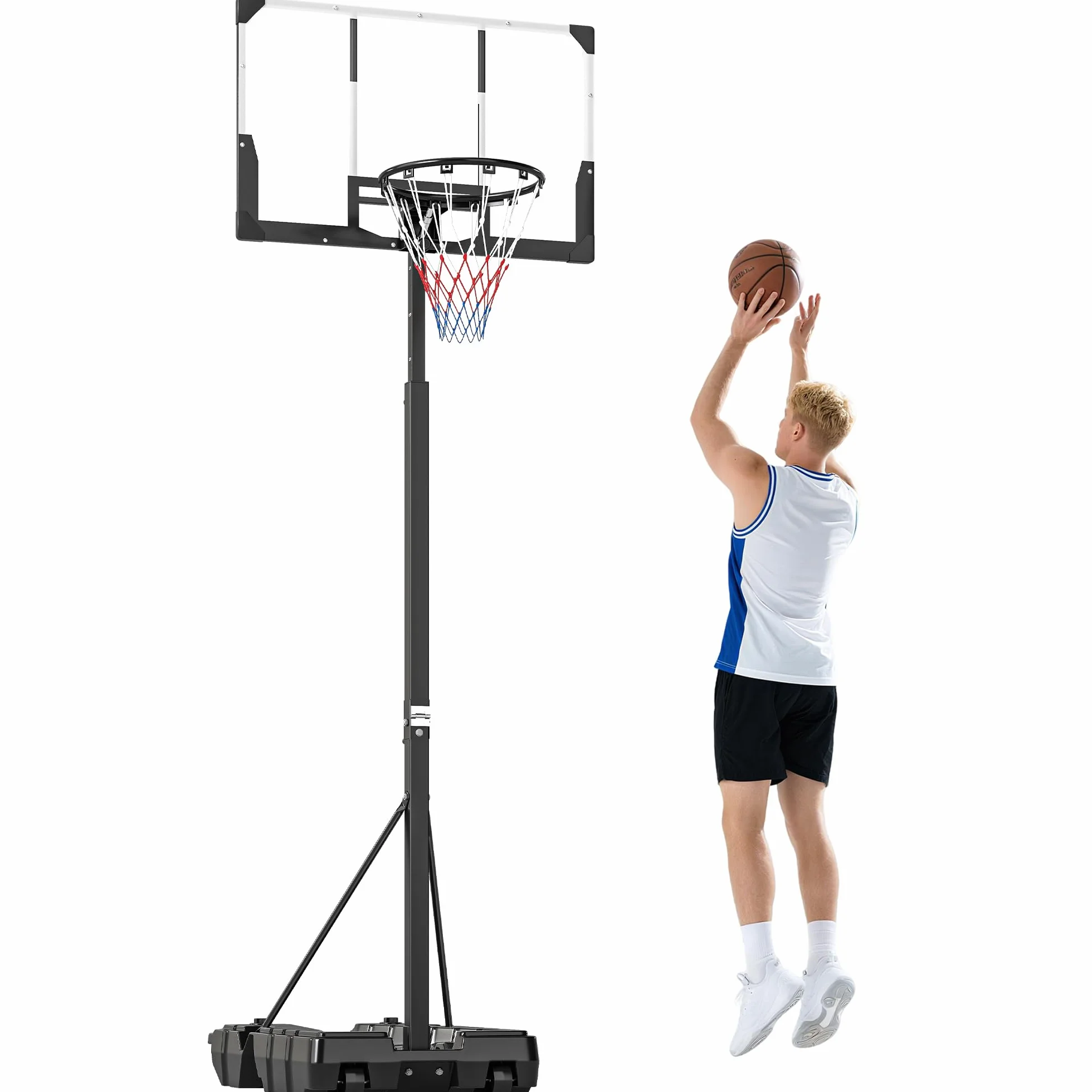 SPORTNOW Canasta de Baloncesto Exterior Altura Regulable 230-305 cm Portátil Marco Plegable