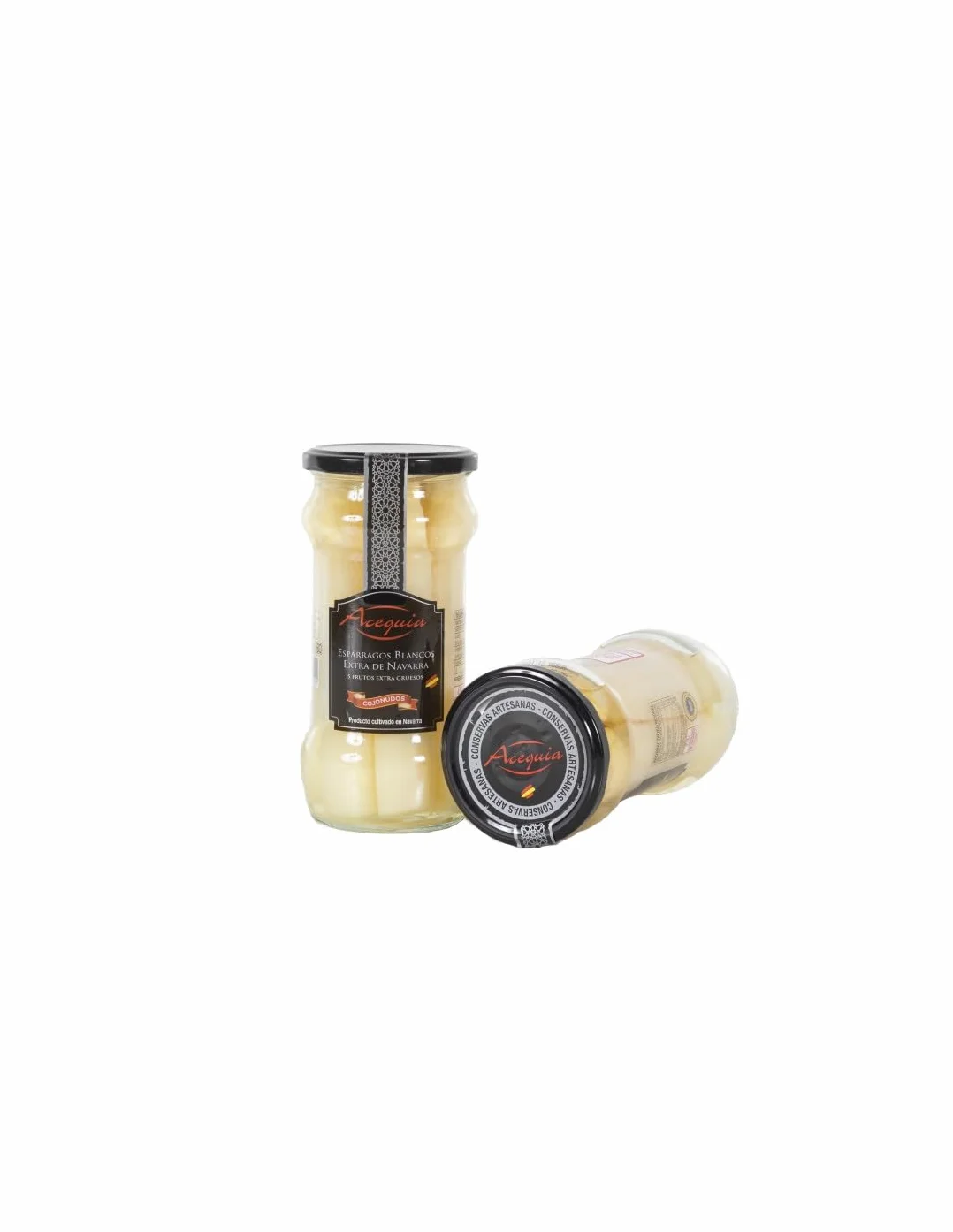 Espárragos Blancos Extra 5 Frutos D.O. Navarra - Acequia | Calidad Gourmet en Cristal 580 ml | Espárragos gruesos, tiernos y sabrosos con Denominación de Origen Navarra, (2 Tarros).