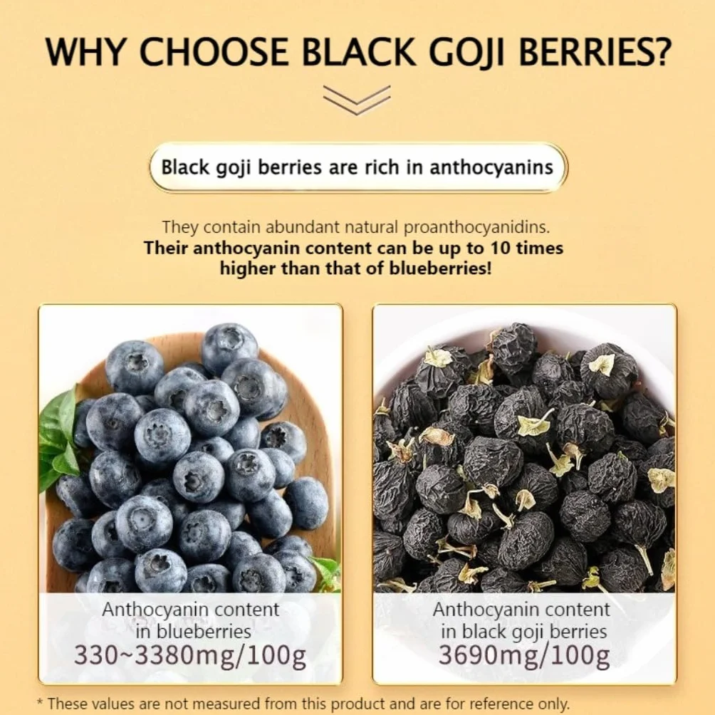 Goji Negro Premium | 250g / 8,82oz | Sin Azufre | Sin Aditivos, Natural | Ideal Para Regalos Y Bienestar Diario