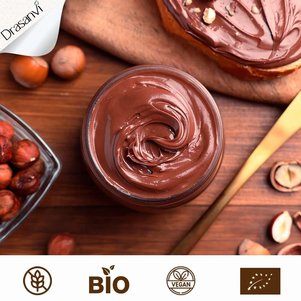 ECOSANA CREMA DE CACAO Y AVELLANAS CERTIFICADO BIO by DRASANVI - Ingredientes de procedencia ecológica - SIN aceite de palma - VEGANO - SIN GLUTEN - 200g