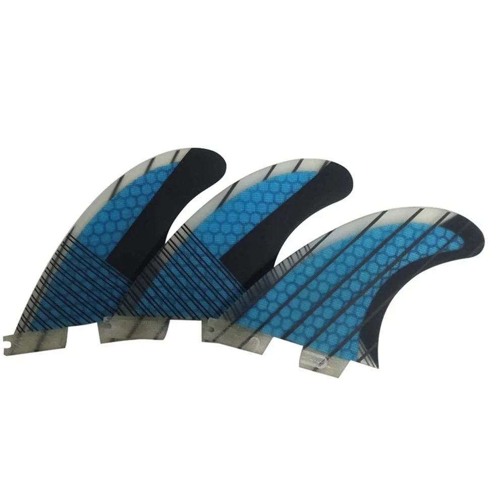 Topways Juego de Aletas para Tabla de Surf Fibra de Vidrio Panal de Abeja 3 Unidades FCS II G5 M