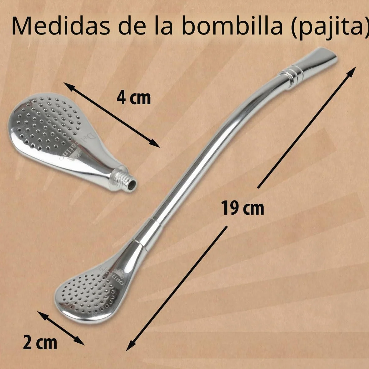 Bombilla Premium de Acero Inoxidable - Accesorio para Mate de 19 cm con Filtro y Acabado Pulido de Alto Brillo - Incluye Cepillo de Limpieza