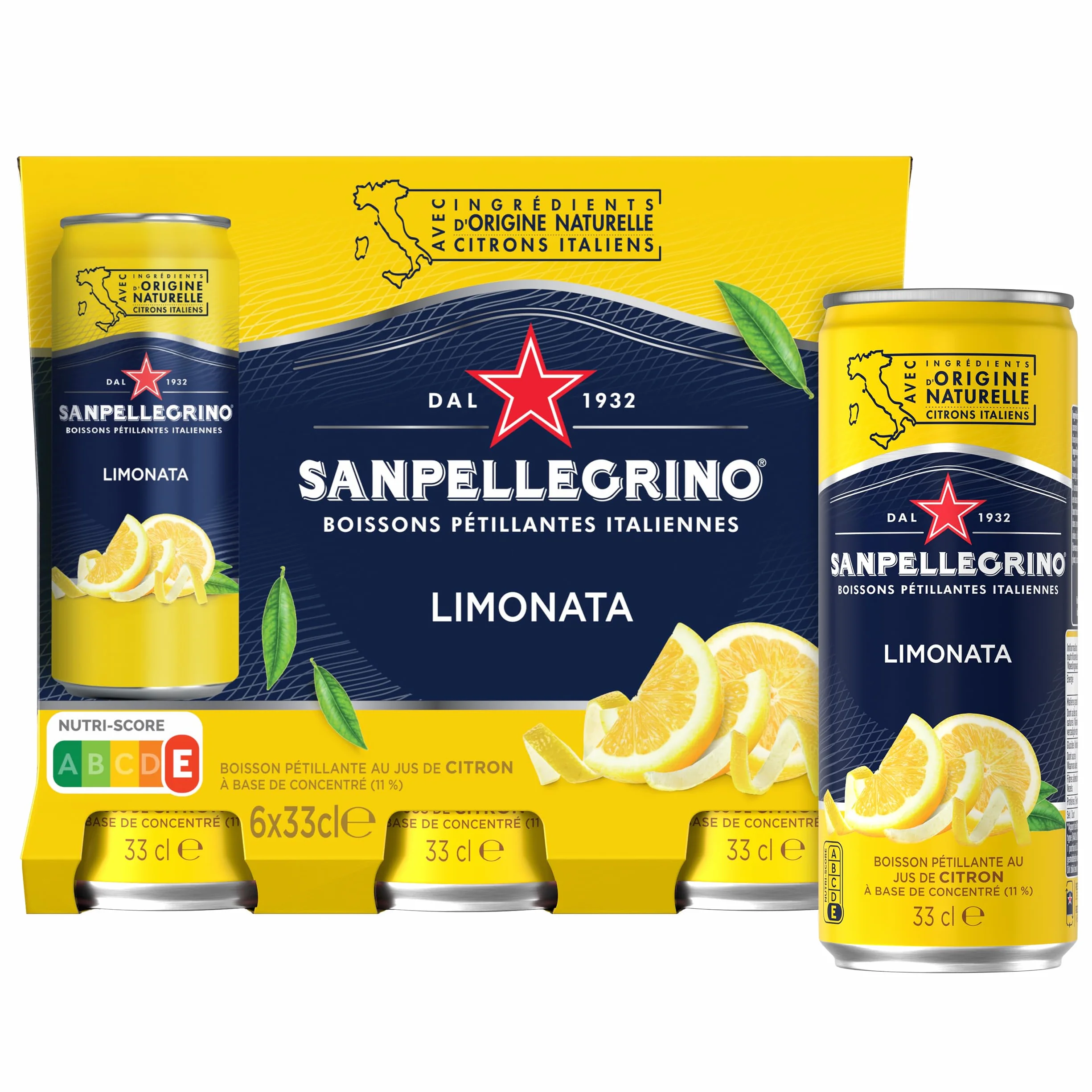 San Pellegrino Refresco Naturali Limón, Pack 6 Latas de 33cl