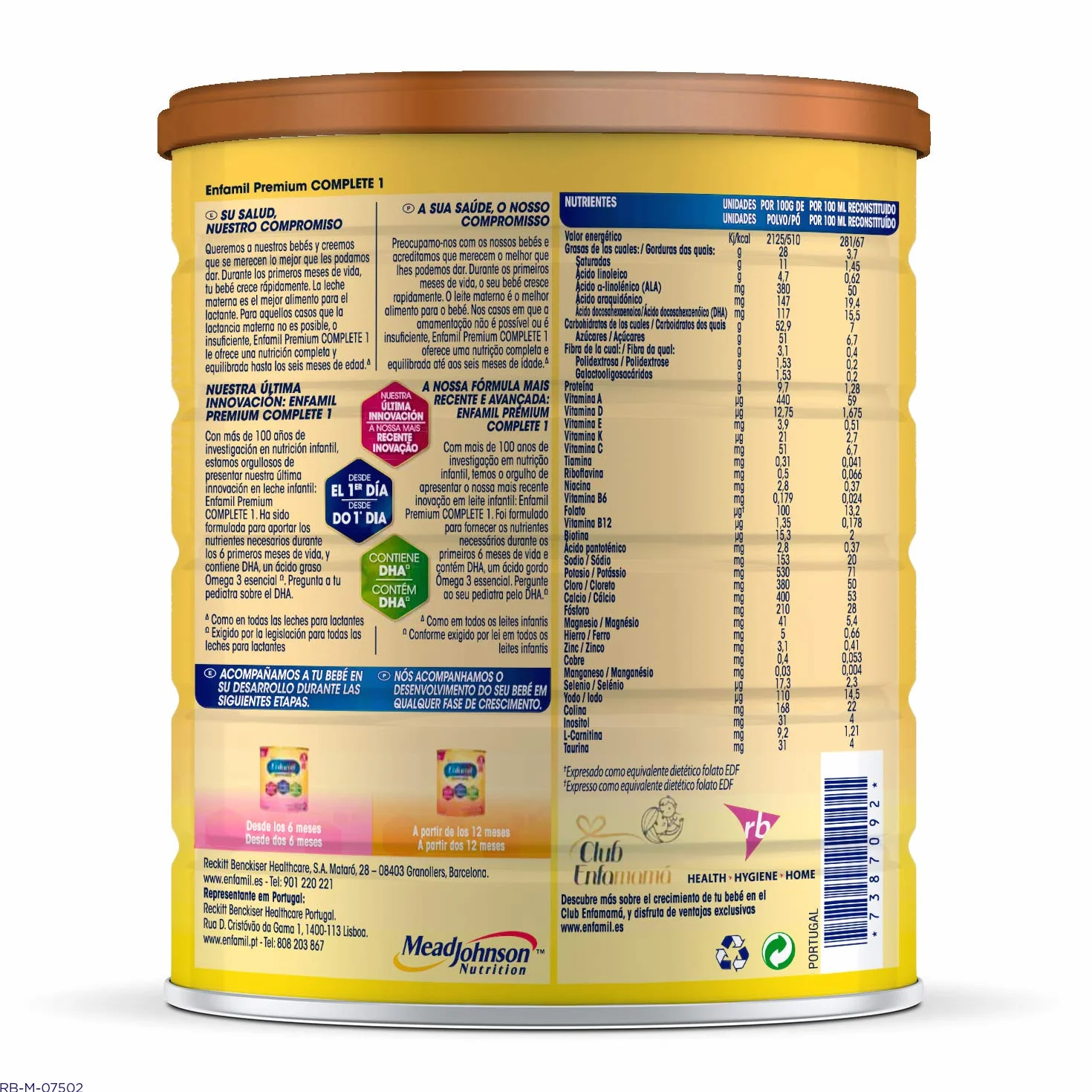 Enfamil Premium Complete 1 Leche infantil 4x800gr Leche Infantil para Lactantes de 0 a 6 Meses de Edad Fórmula para Bebés Recién Nacidos