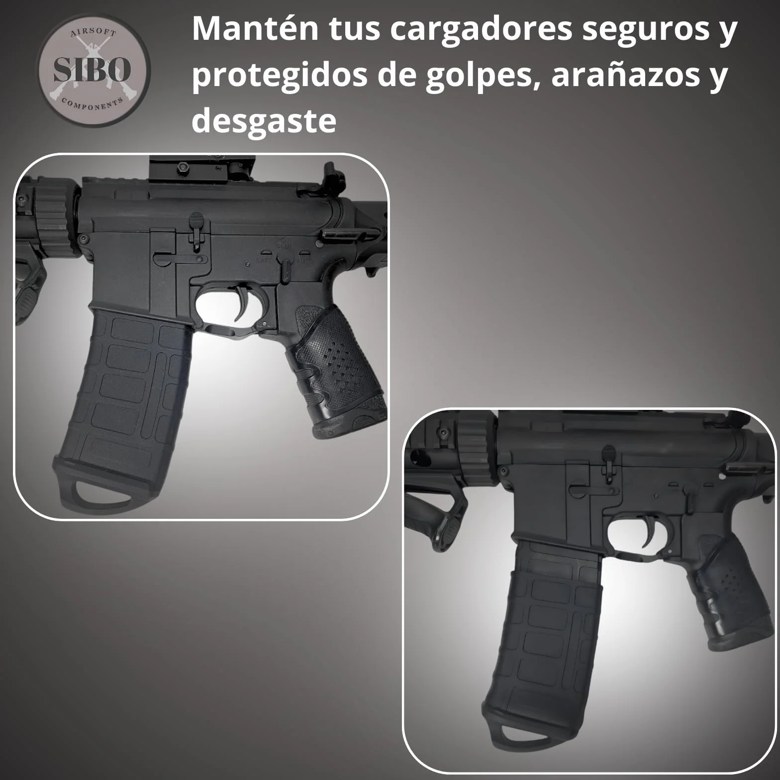 Sibo Fundas Protectores Silicona Antideslizante para Cargadores Airsoft AR M4 M16 STANAG PMAG Pack 2 Verde