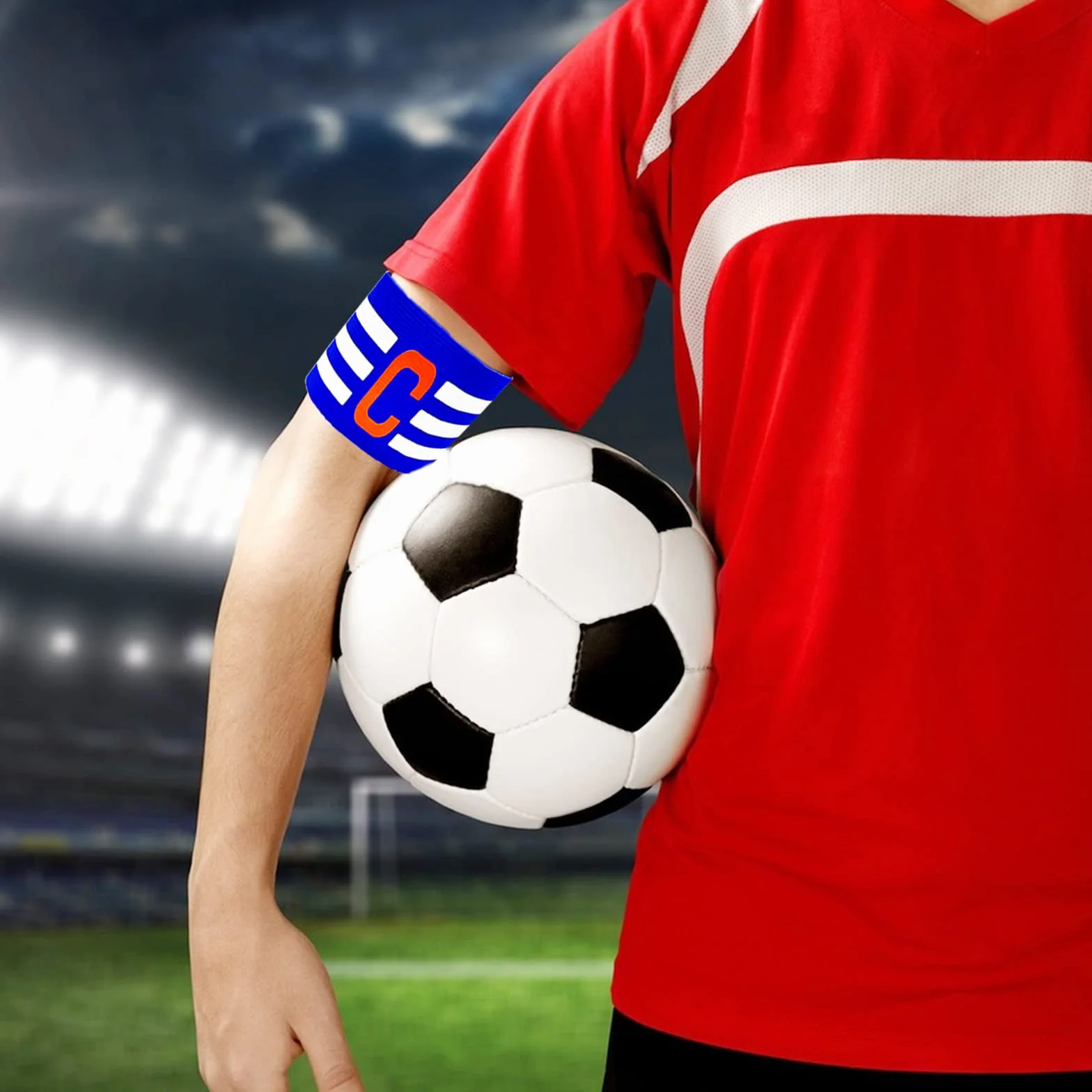Brazalete de capitán de fútbol multicolor con cierre de velcro para adultos