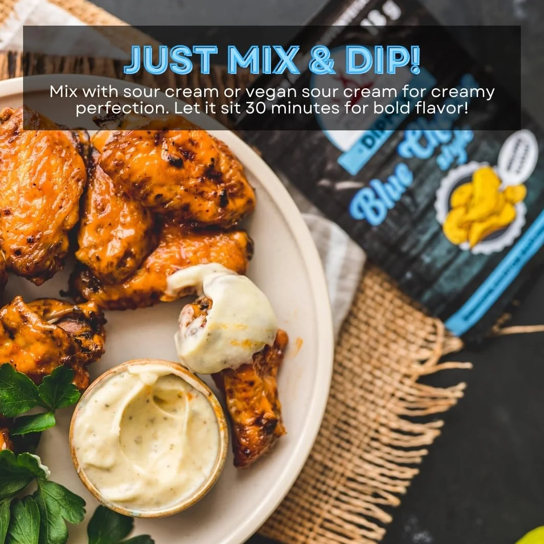 Poppamies Dipmix Blue Cheese Style – Polvo para dip vegano con sabor a queso azul, ideal para alitas, verduras y snacks – Sin gluten, sin lactosa – 500g