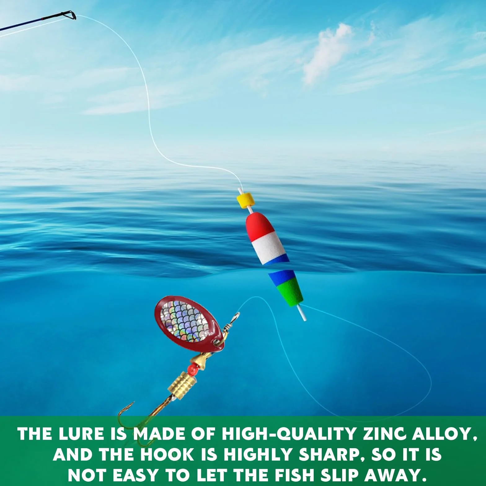 Señuelos Pesca Artificial 10 Piezas Kit Metal Cucharillas con Ganchos Caja Trucha Perca Lucio Salmón Bass