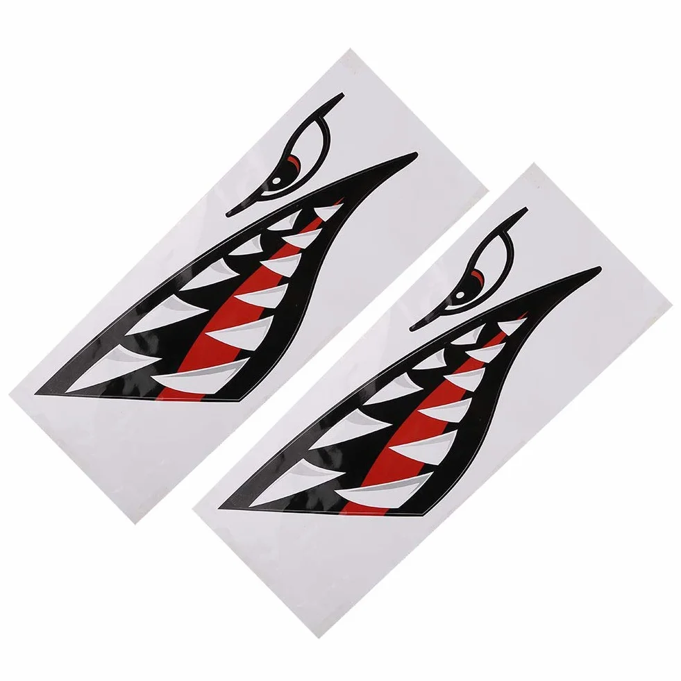 Agatige 2 Uds Pegatinas De Kayak Impermeable Boca De Dientes De Tiburón DIY Accesorios Coche Barco Pesca
