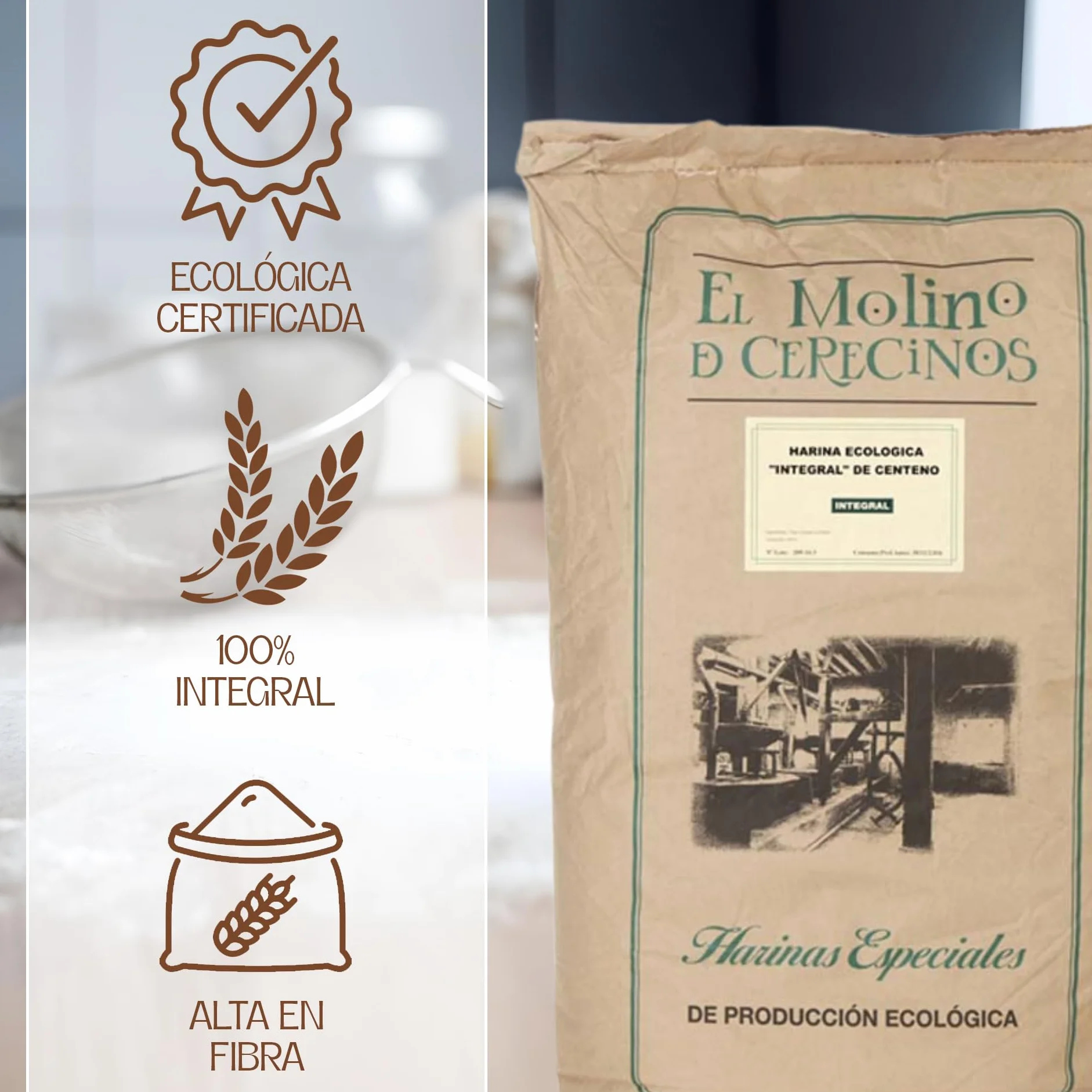 Harina De Centeno Ecológica Integral 25Kg | Rico en Fibra y Minerales que Aumenta la Saciedad | Ideal para Pan De Centeno Integral Puro Y Recetas Saludables | Harina De Centeno, Aroma y Sabor
