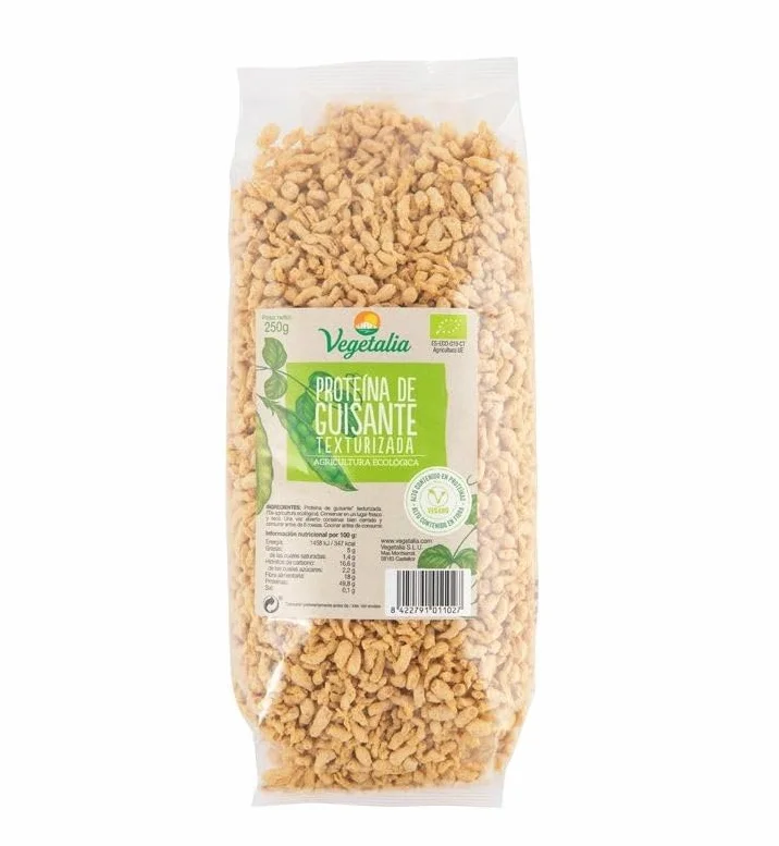 Proteína de Guisante Texturizada (250 g) Proteína Vegetal Ecológica Alta en Proteínas y Fibra, Carne Vegetal para Recetas Veganas y Cocina Plant Based