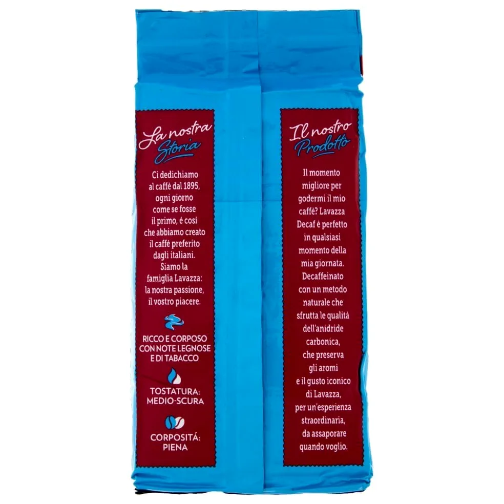 Lavazza Caffè Macinato Descafeinado Dek Intenso - 10 paquetes de 250 gramos [2,5 Kg]