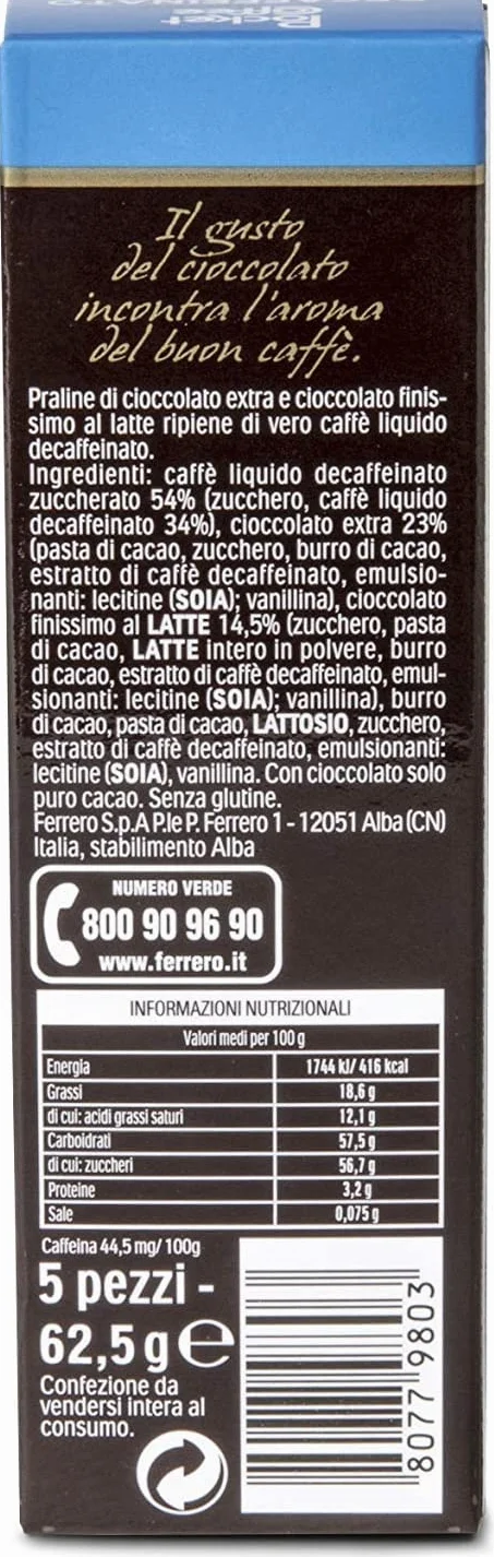 Pocket Coffee espresso - Café de café con líquido descafeinado DEK Espresso, leche fina y chocolate semiamargo, 5 bombones, 625 g