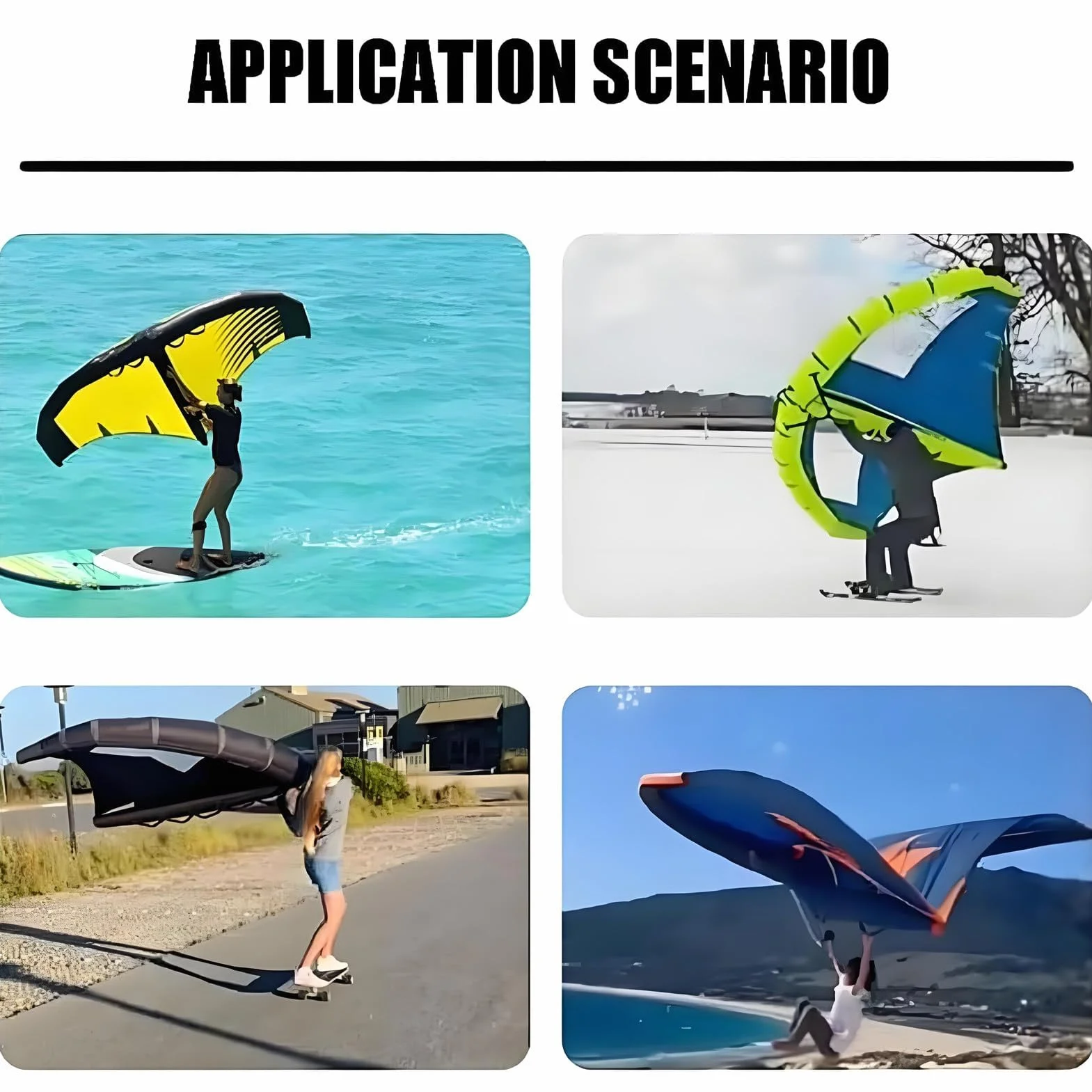 Cometa de Surf de Viento Inflable de Mano para Agua y Deportes de Nieve con Bomba y Mochila