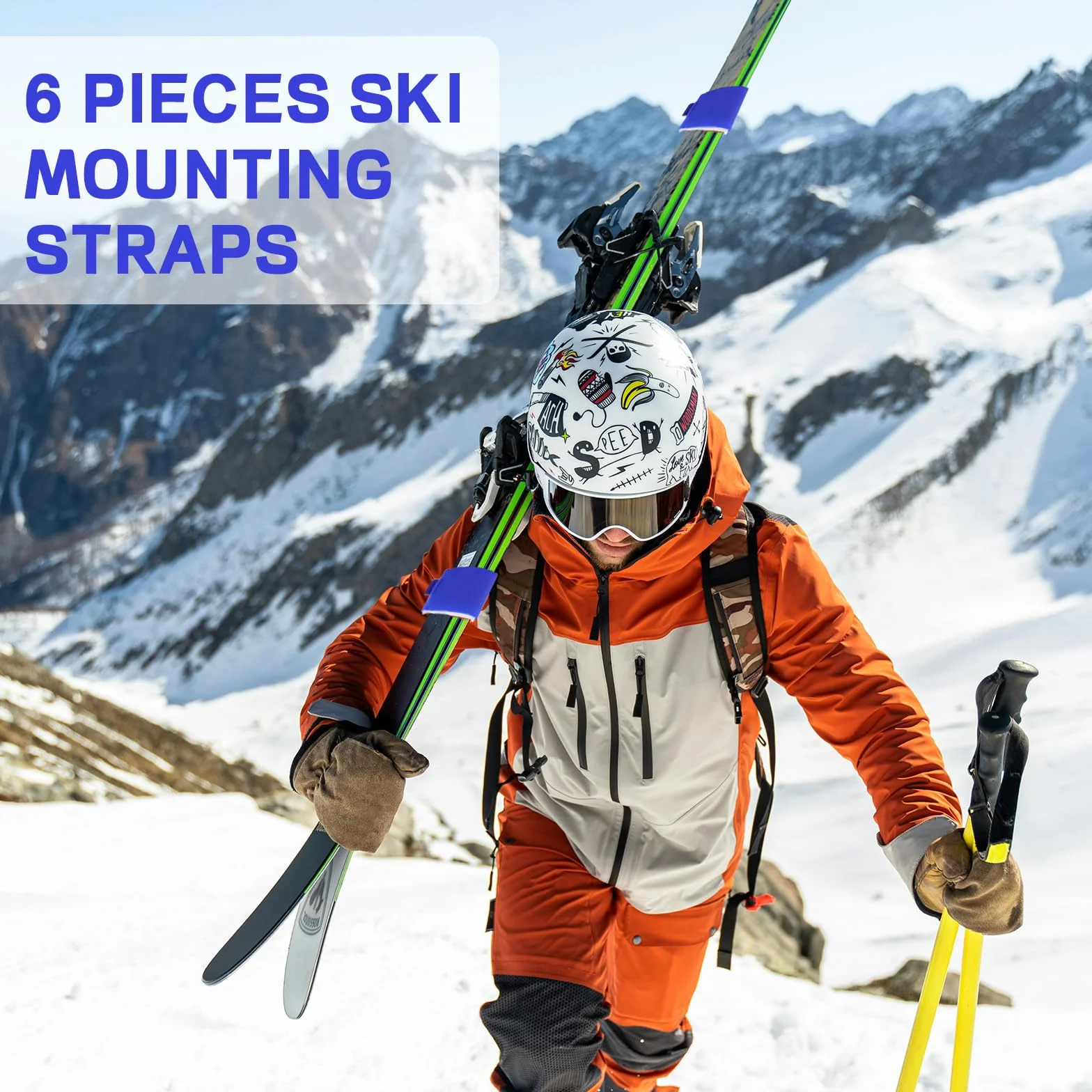 Ajustable Ski Carrier Strap, Fijaciones de Esquí, Correas Sujeción Esquí, Accesorio de Snowboard