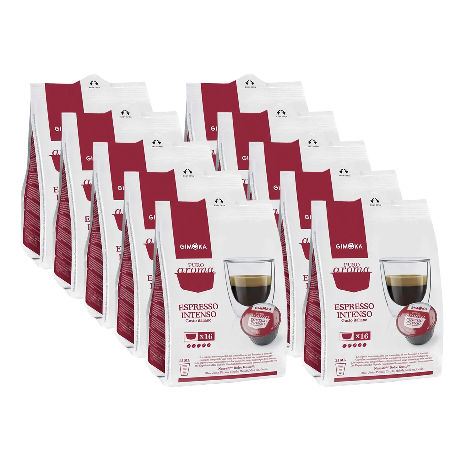 Gimoka Puro Aroma Espresso Intenso, Gusto Italiano, Café, Cápsulas de Café Nescafé Dolce Gusto Compatible, Rojo, 160 Cápsulas