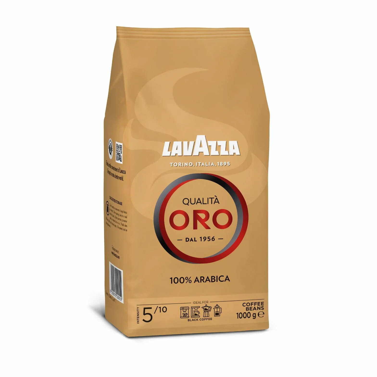 Lavazza Qualità Oro Café en Grano 100% Arábica Intensidad 5 Tueste Medio 1 kg