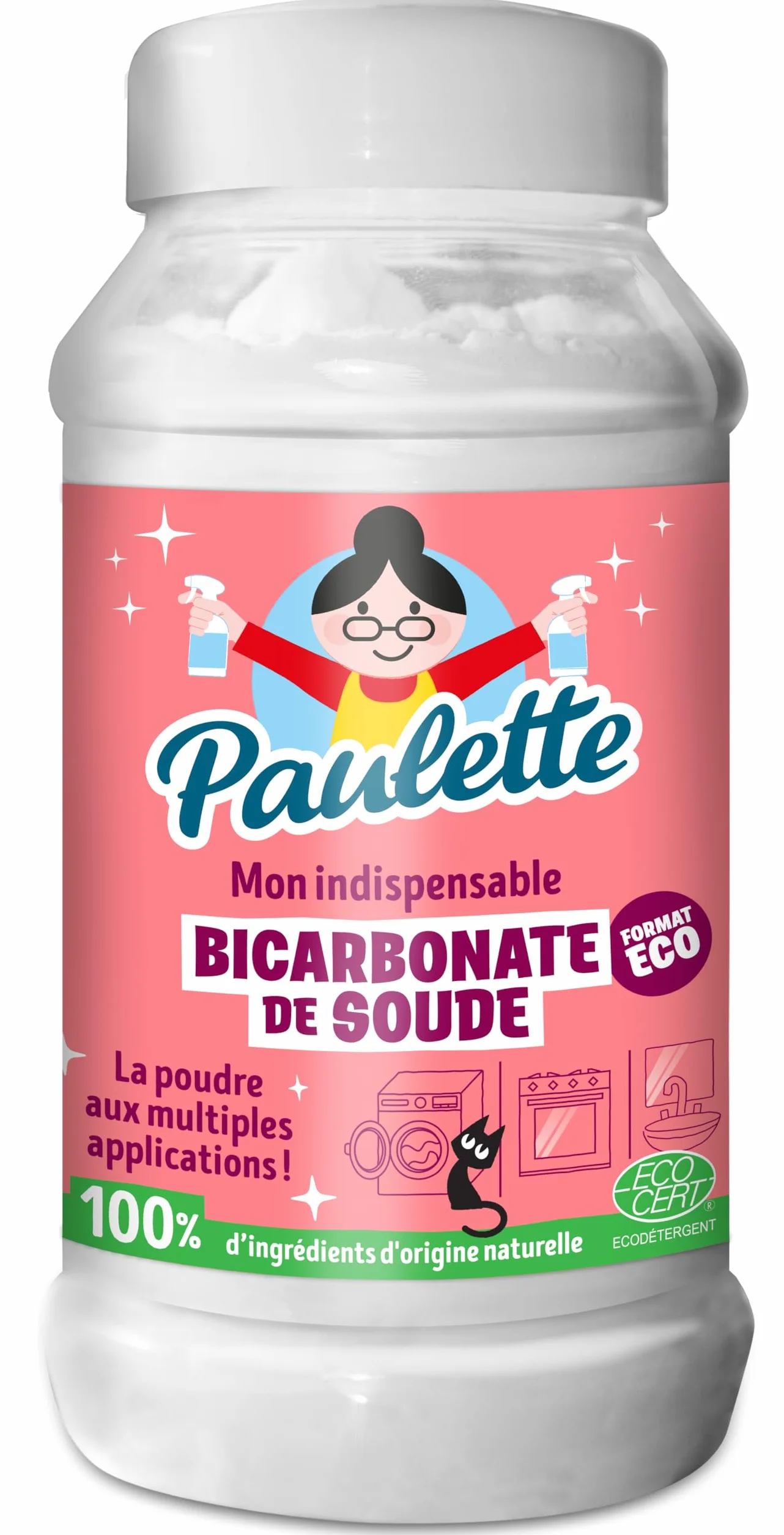 Paulette – Bicarbonato de sodio Ecocert – Limpia, reaviva los colores, neutraliza los malos olores – 950 g