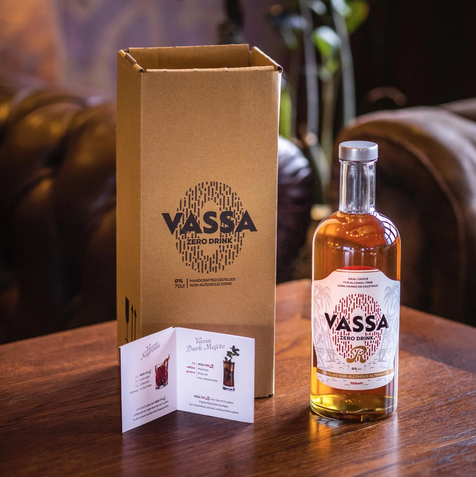 VASSA ZERO R sin alcohol 700 ml, ideal para cócteles y tragos largos, con sabor, aroma y propiedades originales del ron tradicional, sustancia 100% natural