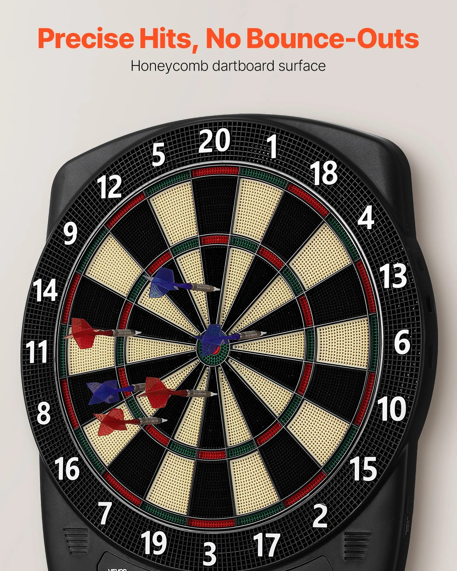 VEVOR Diana Electrónica 43 Juegos 200 Variantes 8 Jugadores 6 Ejes Dardos Marcador LCD PP ABS 517 x 424 x 30 mm