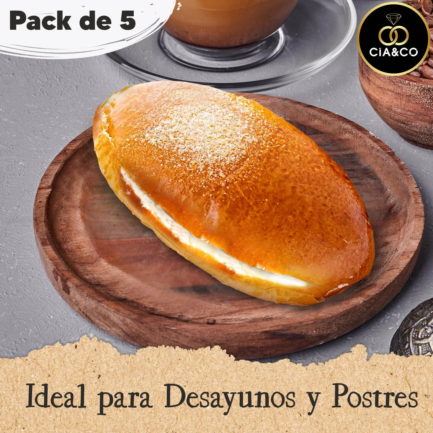 5 Bollos de Mantequilla Artesanos Cia&Co · Receta tradicional y típica Vasca con mucha mantequilla en el interior · Envasado Individualmente para mayor duración.