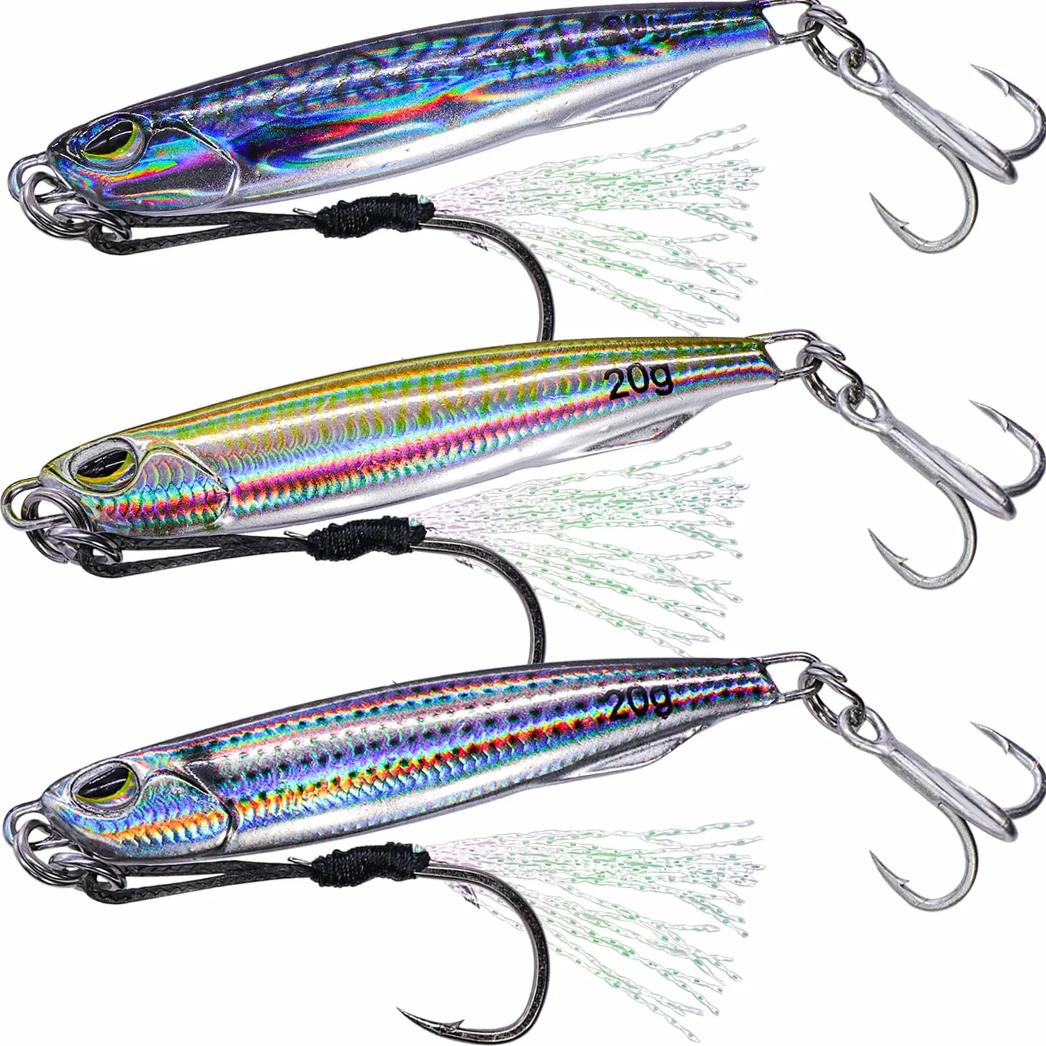Señuelos Pesca Set Cebos Metálicos Giratorios Brillantes para Peces Depredadores Agua Dulce Salada