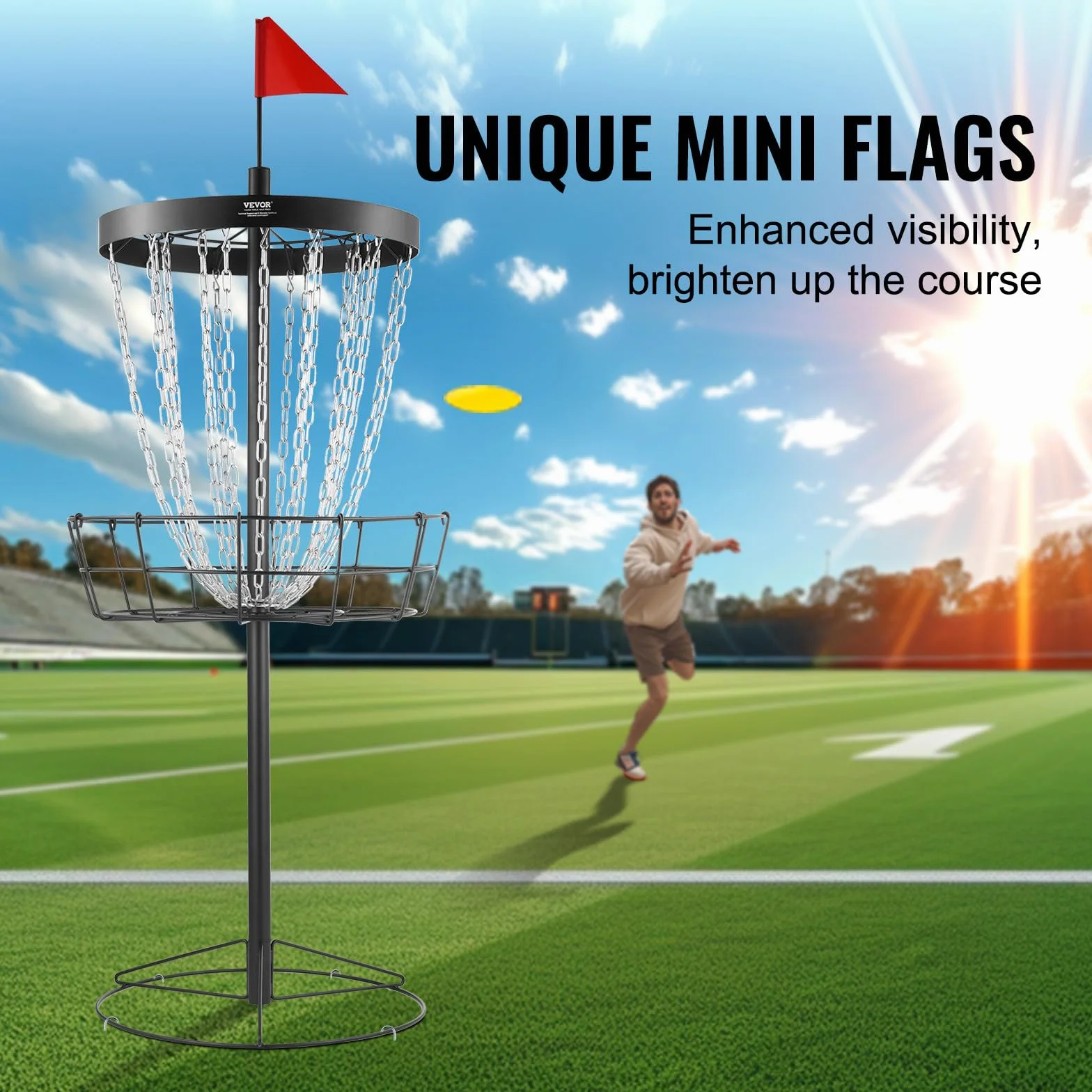 VEVOR Canasta de Golf con Disco de Cadenas Objetivo Portátil para Interiores y Exteriores, Negro