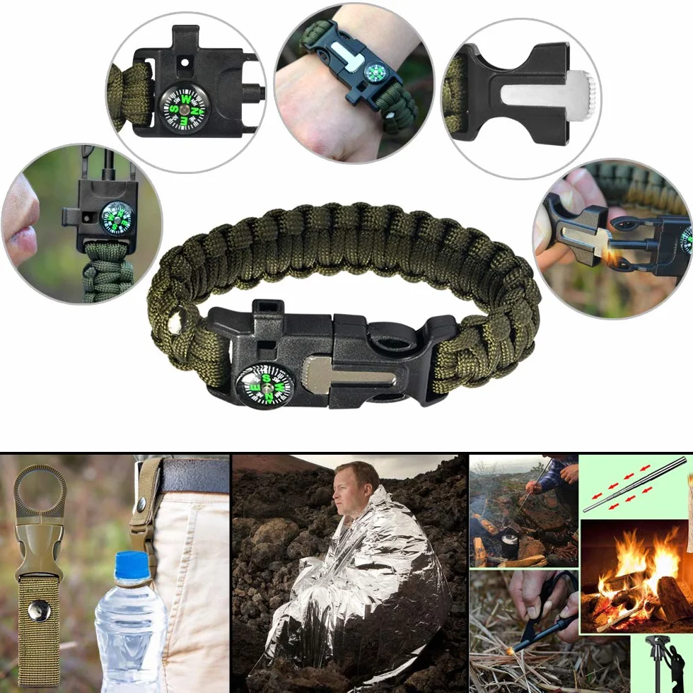 Kit de Supervivencia 33 en 1 Herramienta Multifuncional para Acampada al Aire Libre