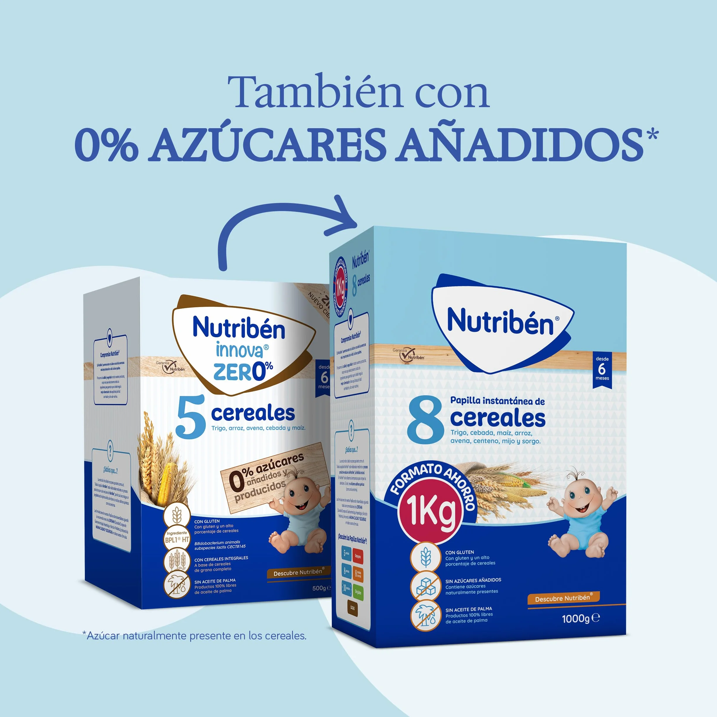 Nutribén innova ZERO 0% 5 Cereales, 500g, Trigo, Arroz, Avena, Cebada y Maiz, Bebés a Partir de 6 Meses, 0% Azúcares Añadidos y producidos, Cereales Integrales