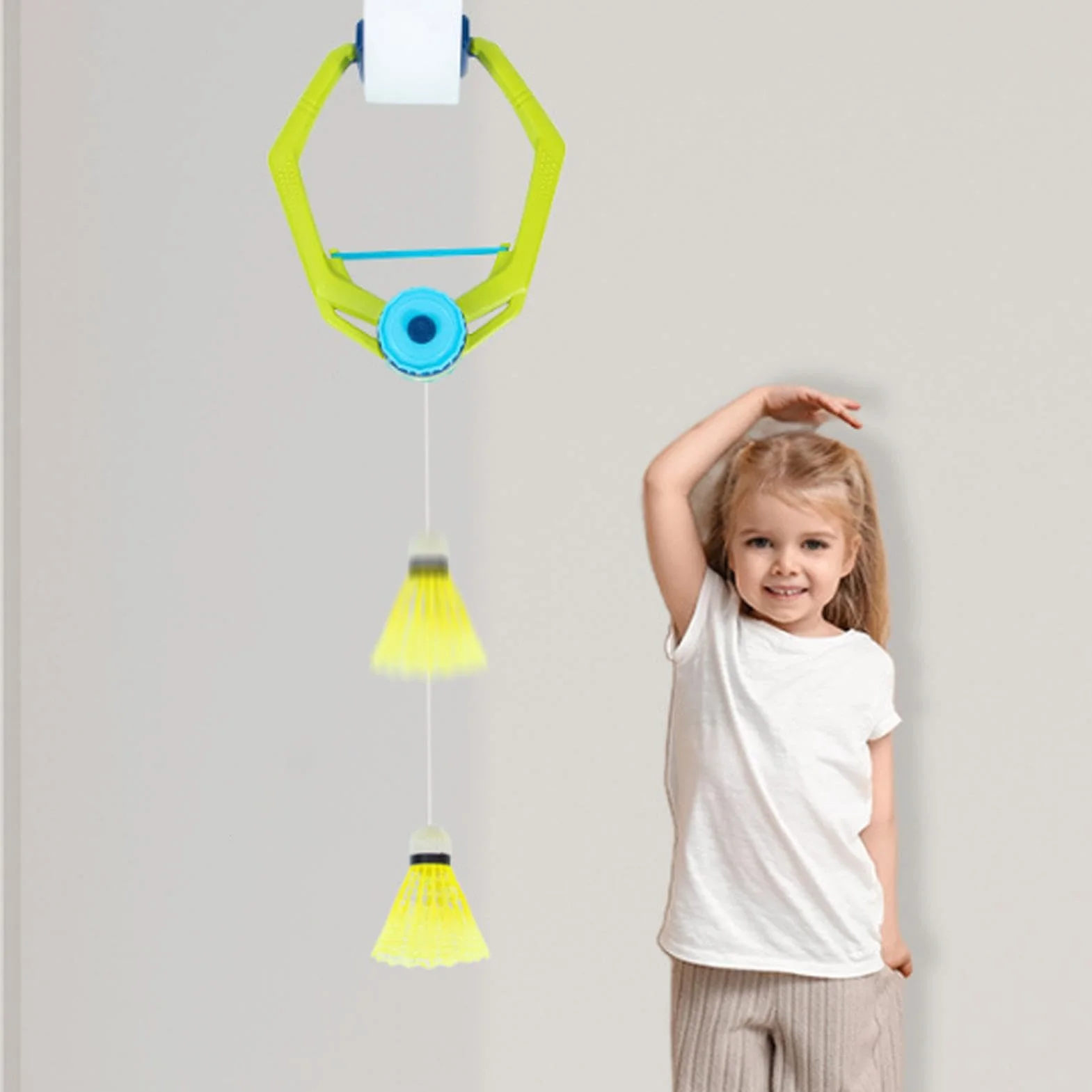 Entrenador de bádminton ajustable para práctica de rebote, incluye volante con cuerda, tenis de mesa y pelotas de bádminton, 15x23 cm