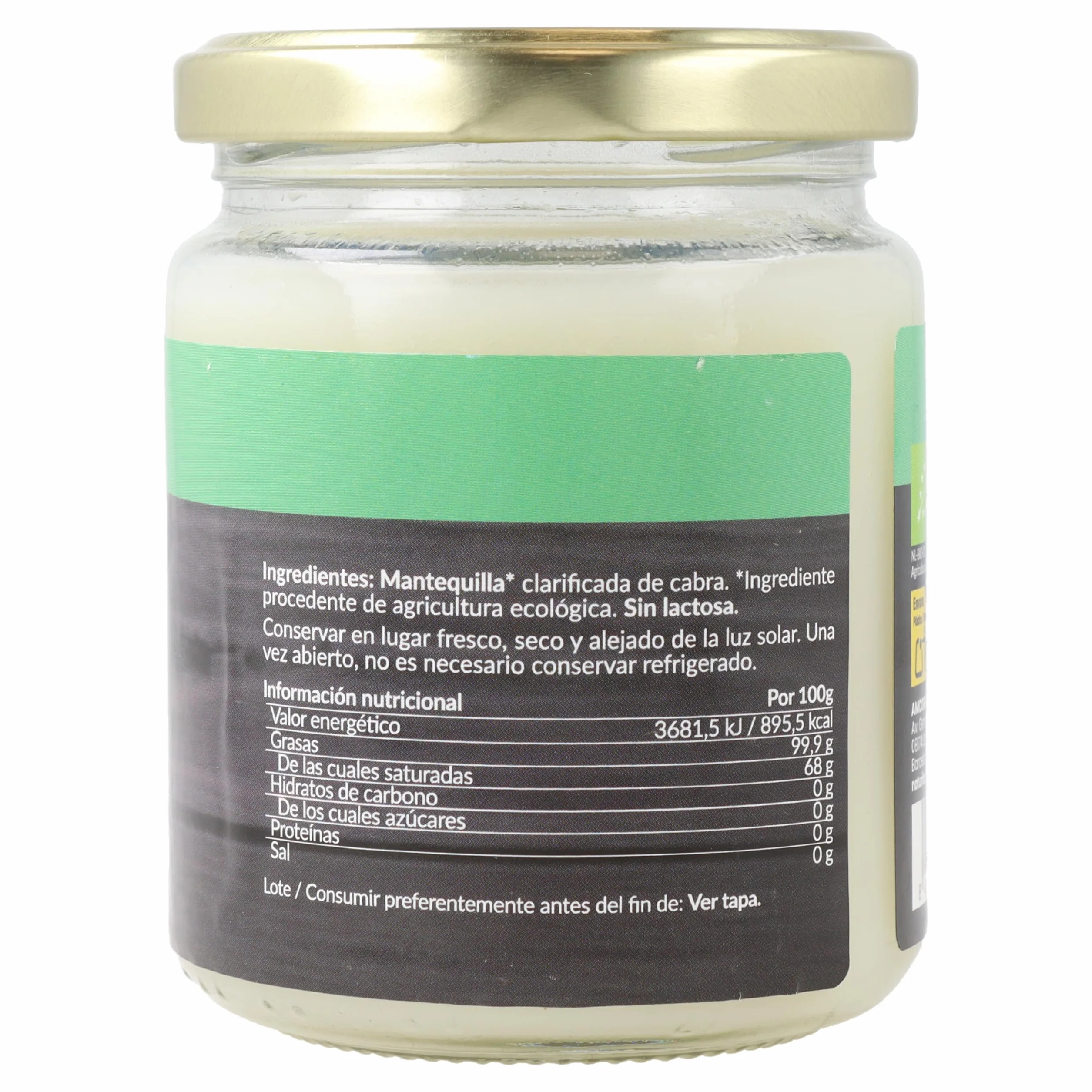 Ghee mantequilla clarificada de cabra BIO | 200 g | Naturitas Essentials | Ghee de cabra clarificado Bio | Sin lactosa ni caseína | Salsas