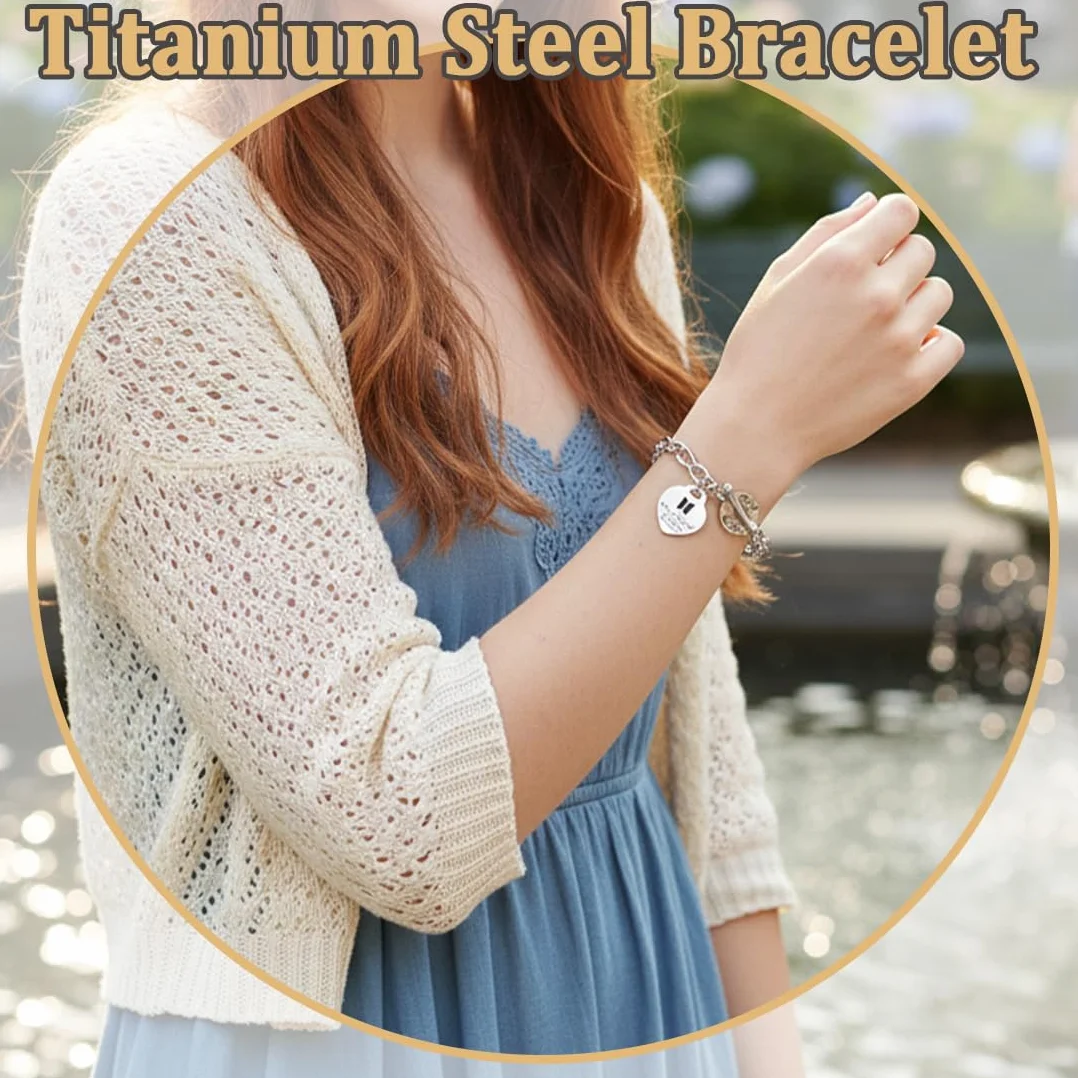 BTS Pulsera Acero Inoxidable Ajustable con Colgante Corazón