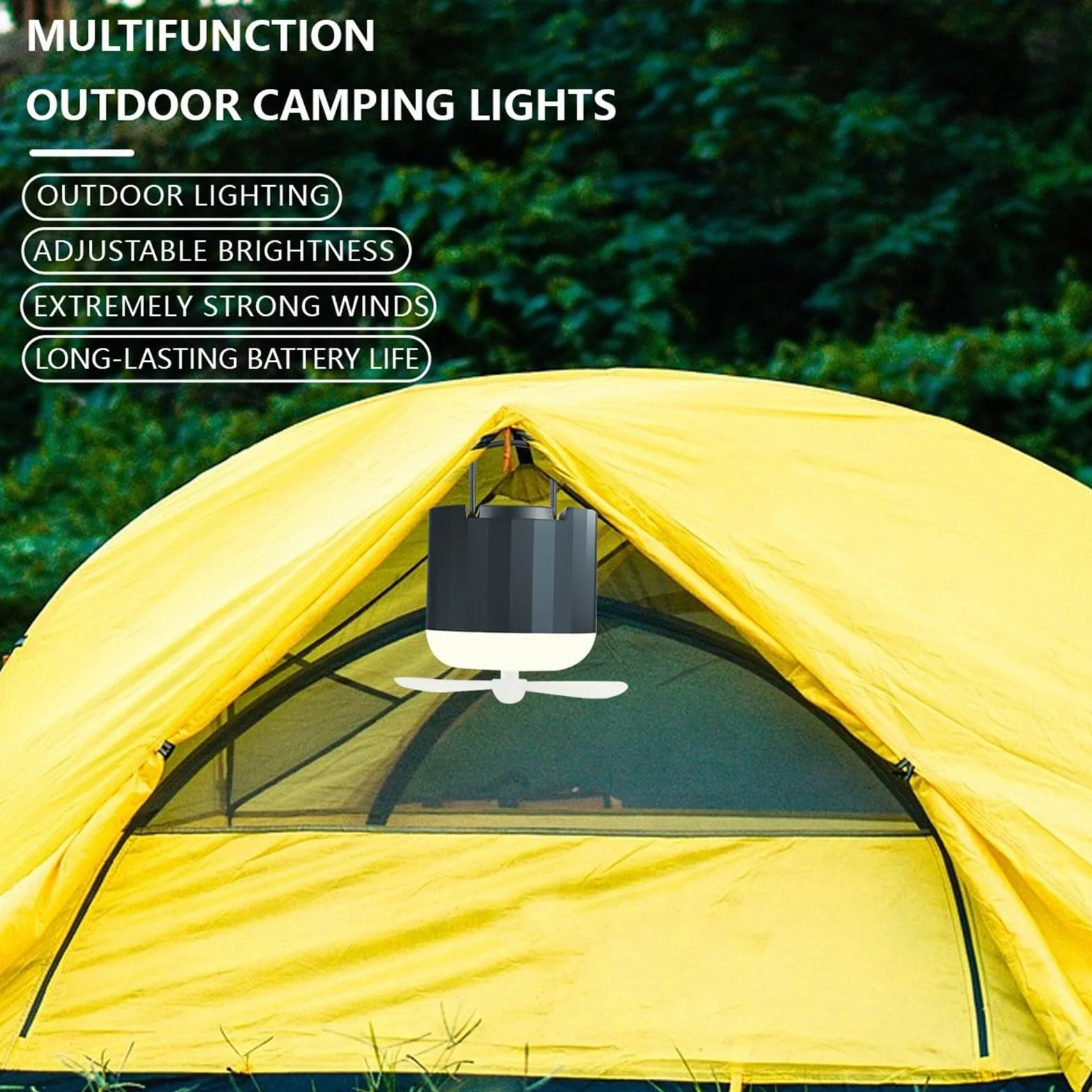 Ventilador de linterna para acampar al aire libre con ventilador de refrigeración personal