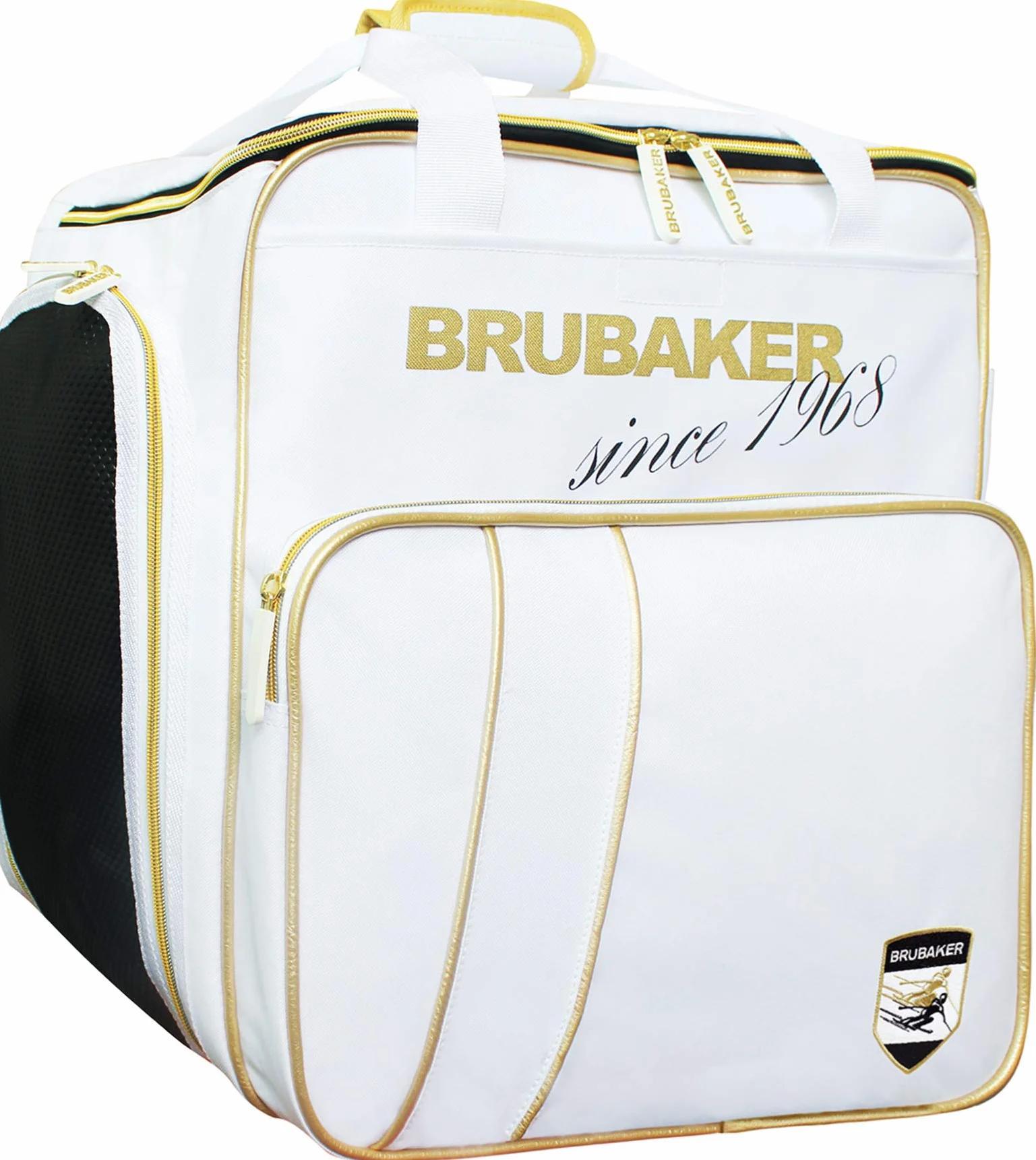 BRUBAKER Grenoble Bolsa de Deporte Mochila para Botas de Esquí Casco Accesorios Blanco Dorado