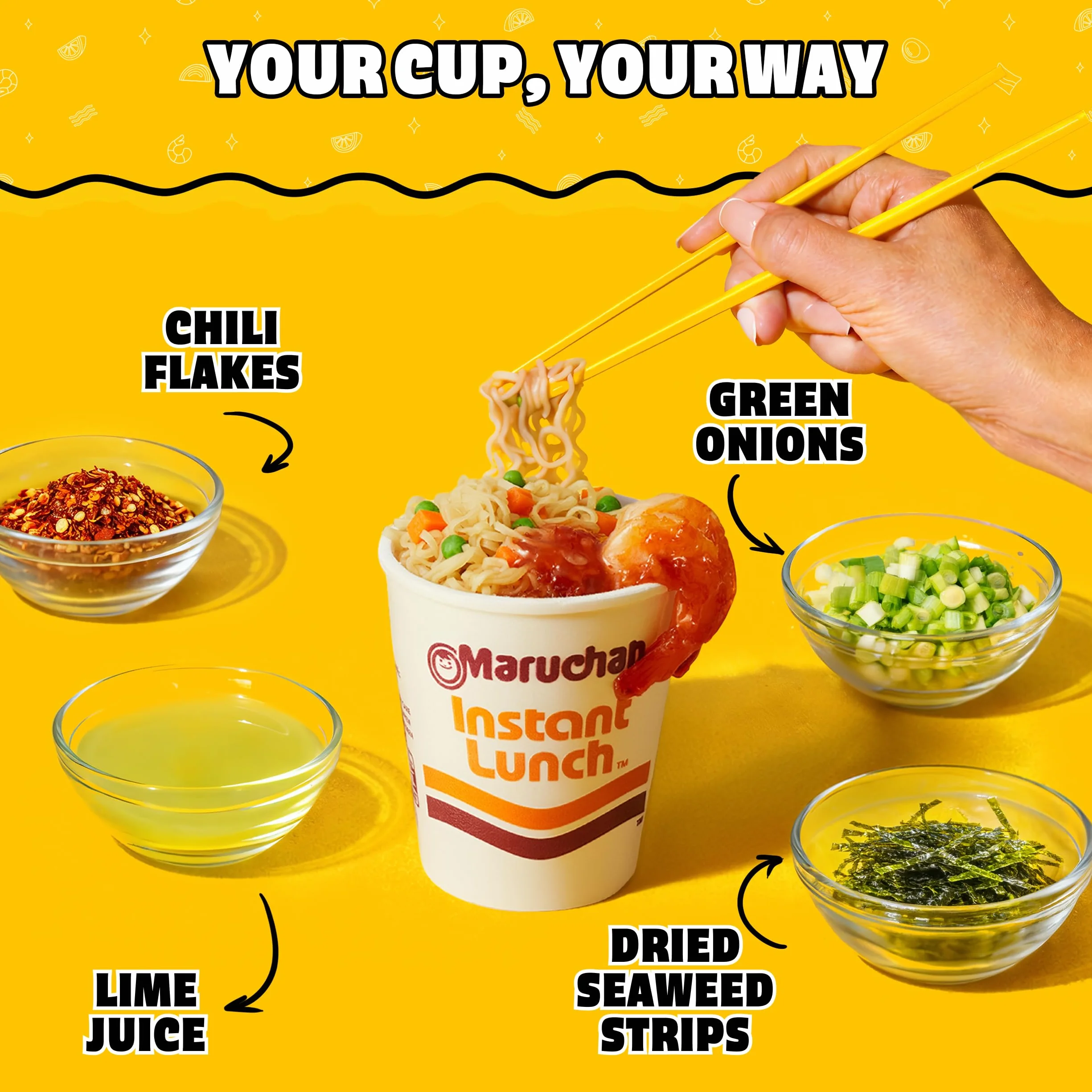 Maruchan Instant Lunch Hot and Spicy Shrimp 2.25 oz Pack of 12