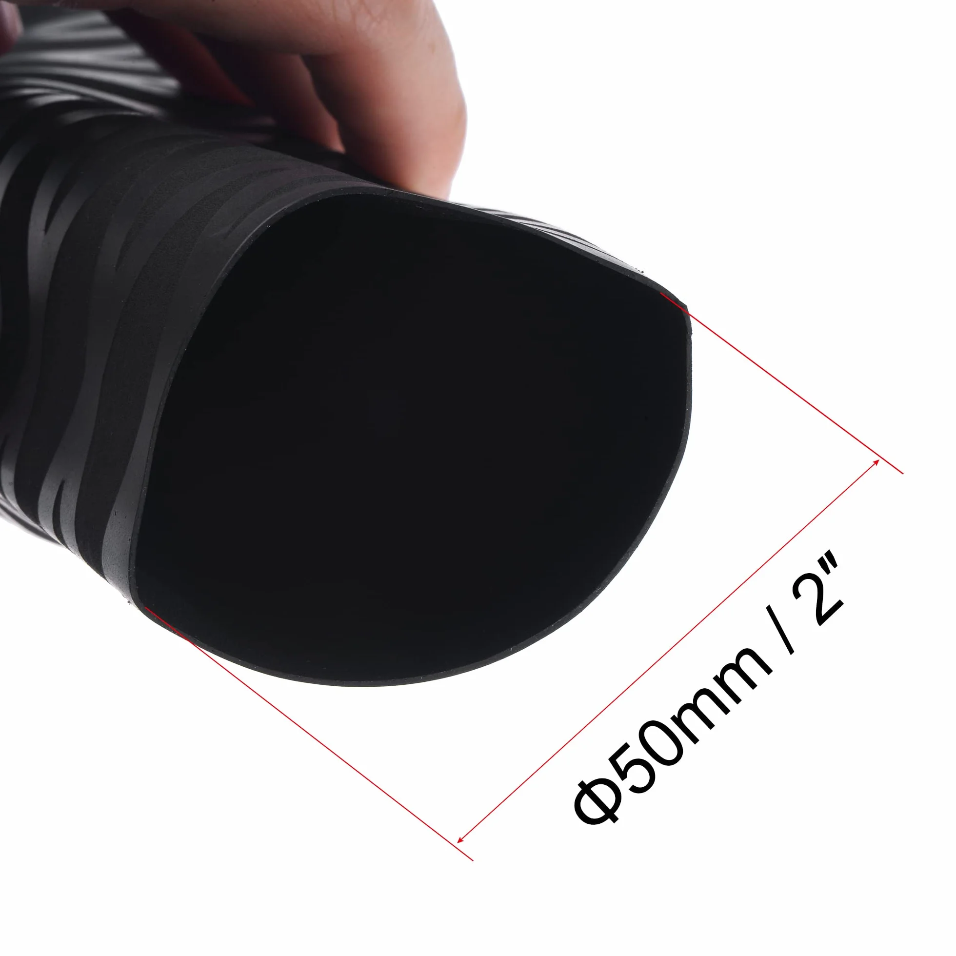 sourcing map Termorretráctil Envoltura Tubería 50mm Diámetro 77mm Plano 1.6pies 2:1 Relación Negro