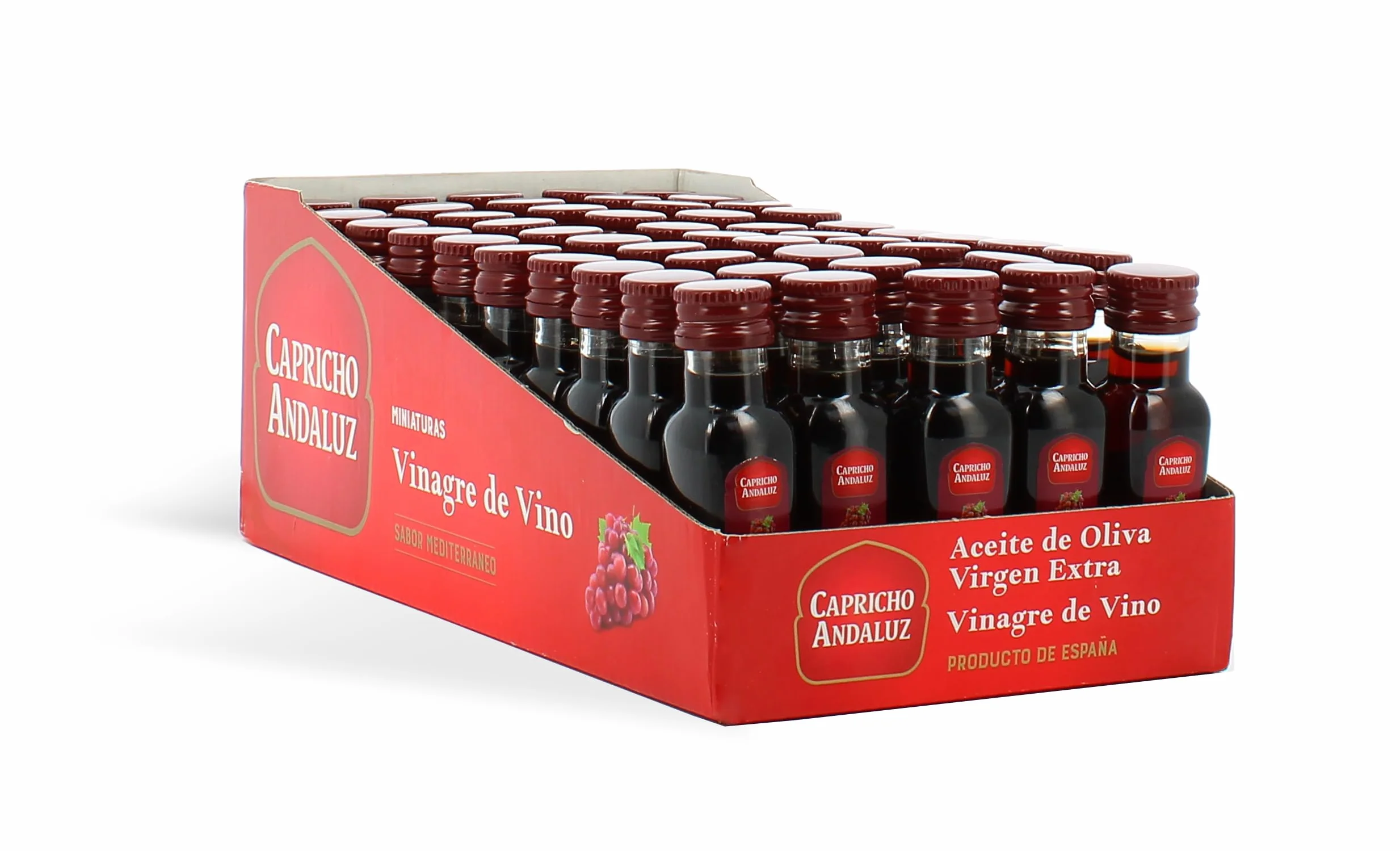 Capricho Andaluz - Vinagre de Vino 8º Pack de 55 unidades Miniatura PET de 15 ml, Sabor Auténtico con un Formato Práctico para Porciones Individuales y Uso en Restauración