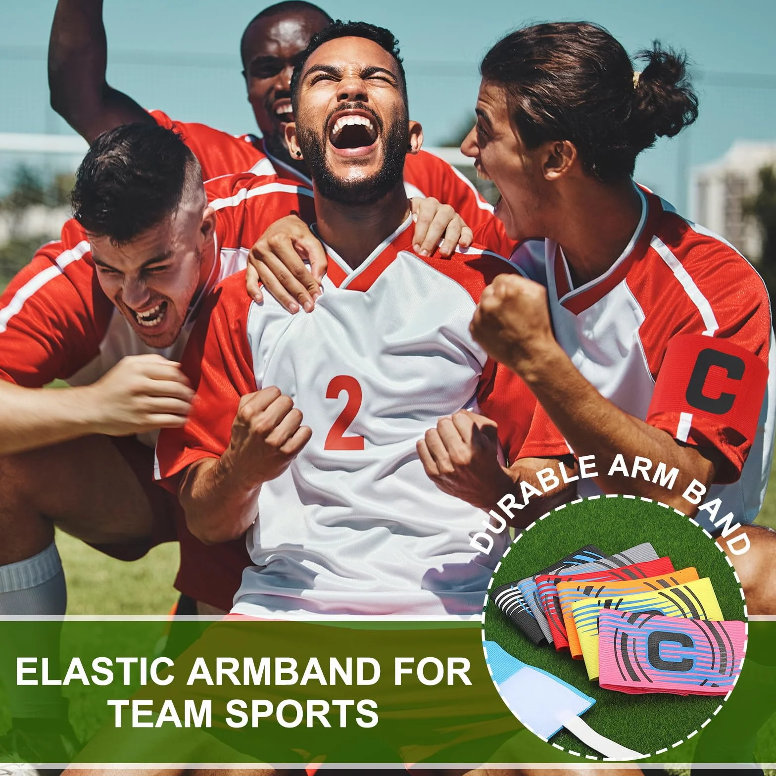 PATIKIL Brazalete de capitán de fútbol, bandas elásticas deportivas para jóvenes y adultos