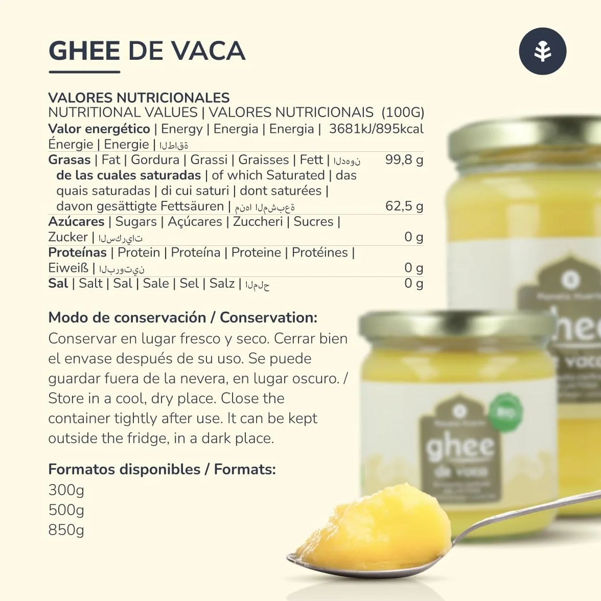 PLANETA HUERTO | Pack 6x Ghee mantequilla clarificada 500 g – Mantequilla Clarificada BIO Sin Lactosa ni Caseína, Ideal para Cocinar, Dieta Keto, Paleo y Ayurveda, Sabor Suave y Textura Cremosa