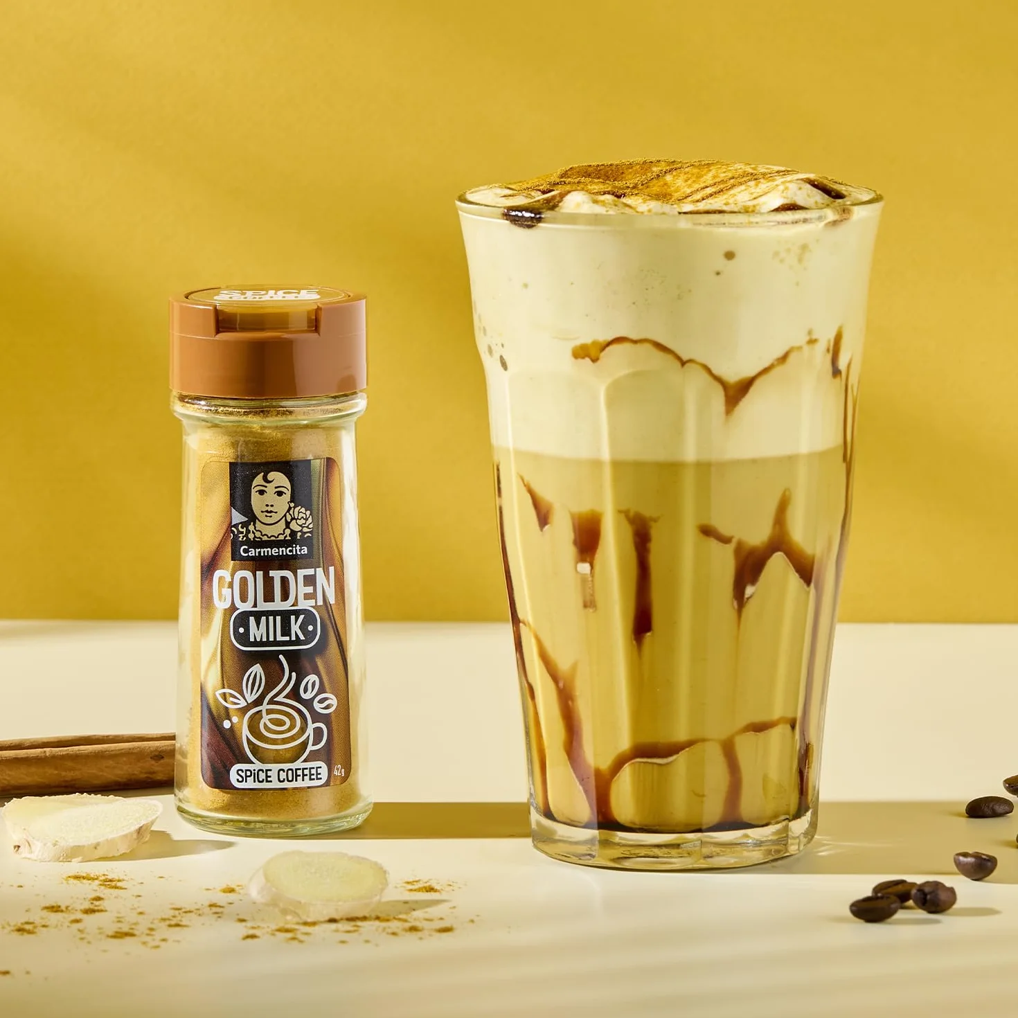 Carmencita Golden Milk, Mezcla de Especias para Café, Sin Gluten, 42 g