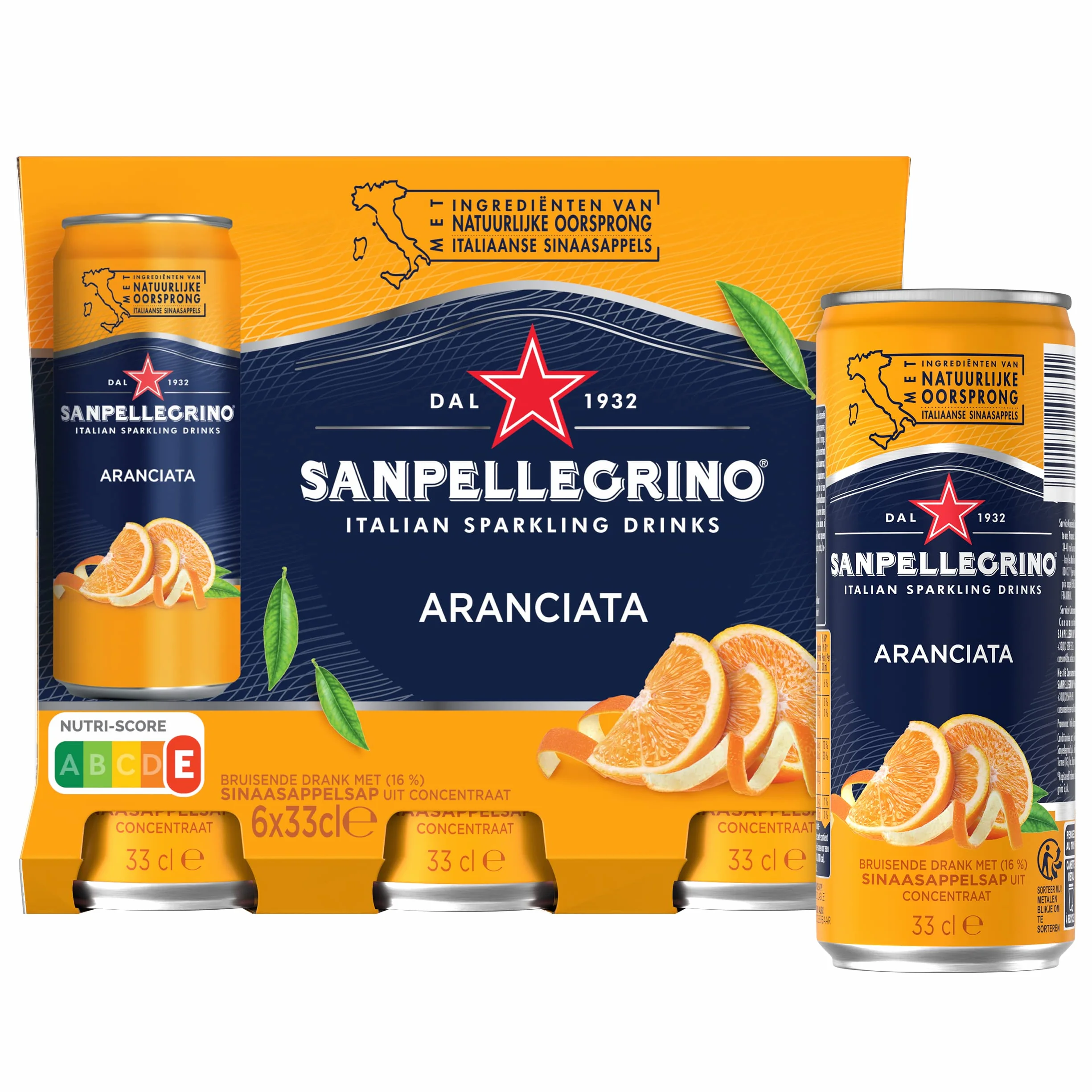 San Pellegrino Refresco Naturali Naranja, 6 Latas de 33cl