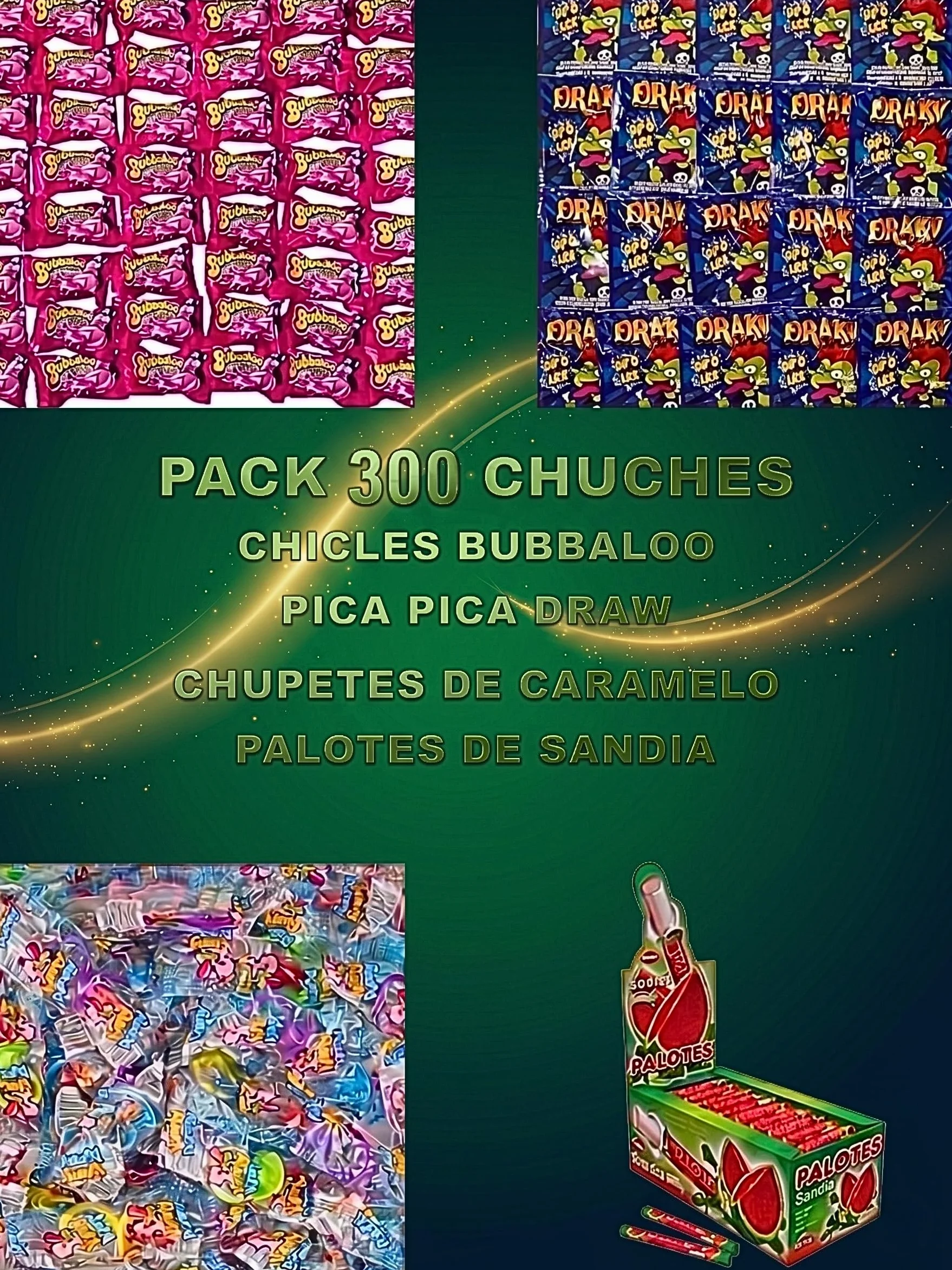 Donda's House® Caja de chuches 300 Ud. Caramelos y Golosinas. Gominolas Para Cumpleaños, Chuches para Piñatas, Todo el surtido envuelto individualmente. (Grande 300)
