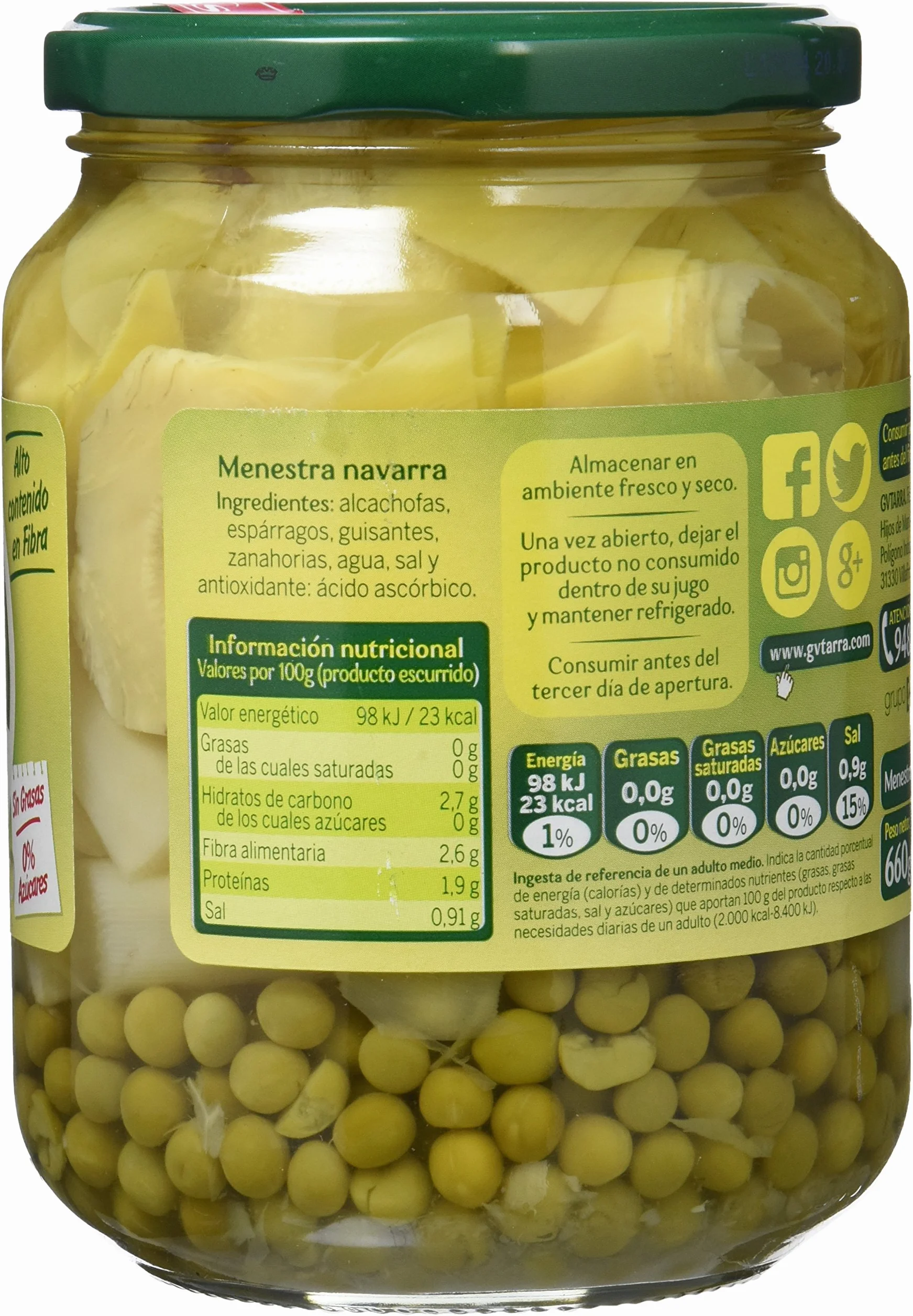 Gvtarra Menestra Navarra - Paquete de 6 x 425 Gramos, 2550 Gramos