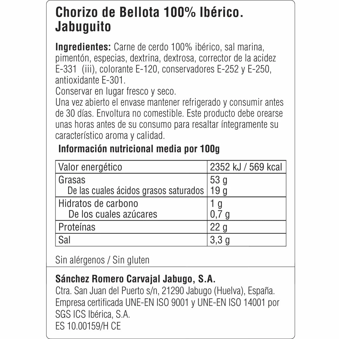 Chorizo de Cerdo Puro Ibérico de Bellota